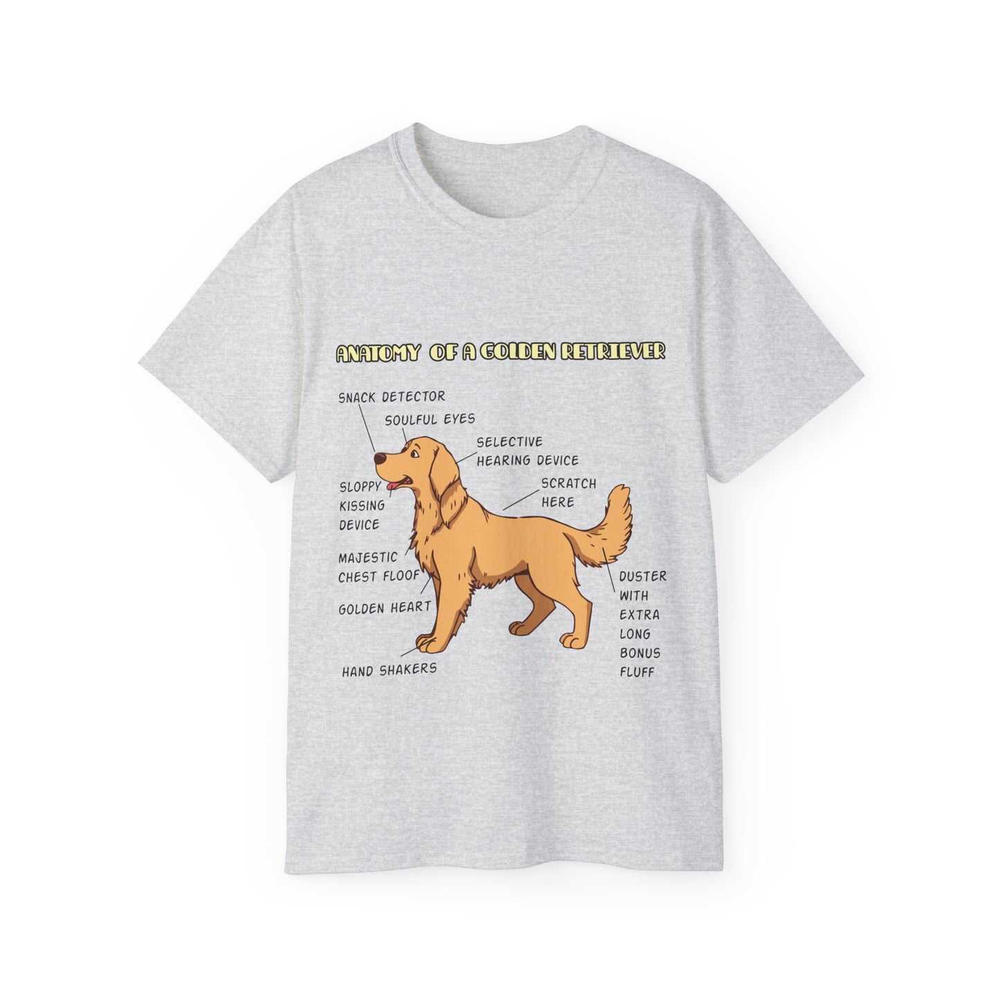 Dog Anatomy Unisex Tee - Cute Golden Retriever Cartoon Design