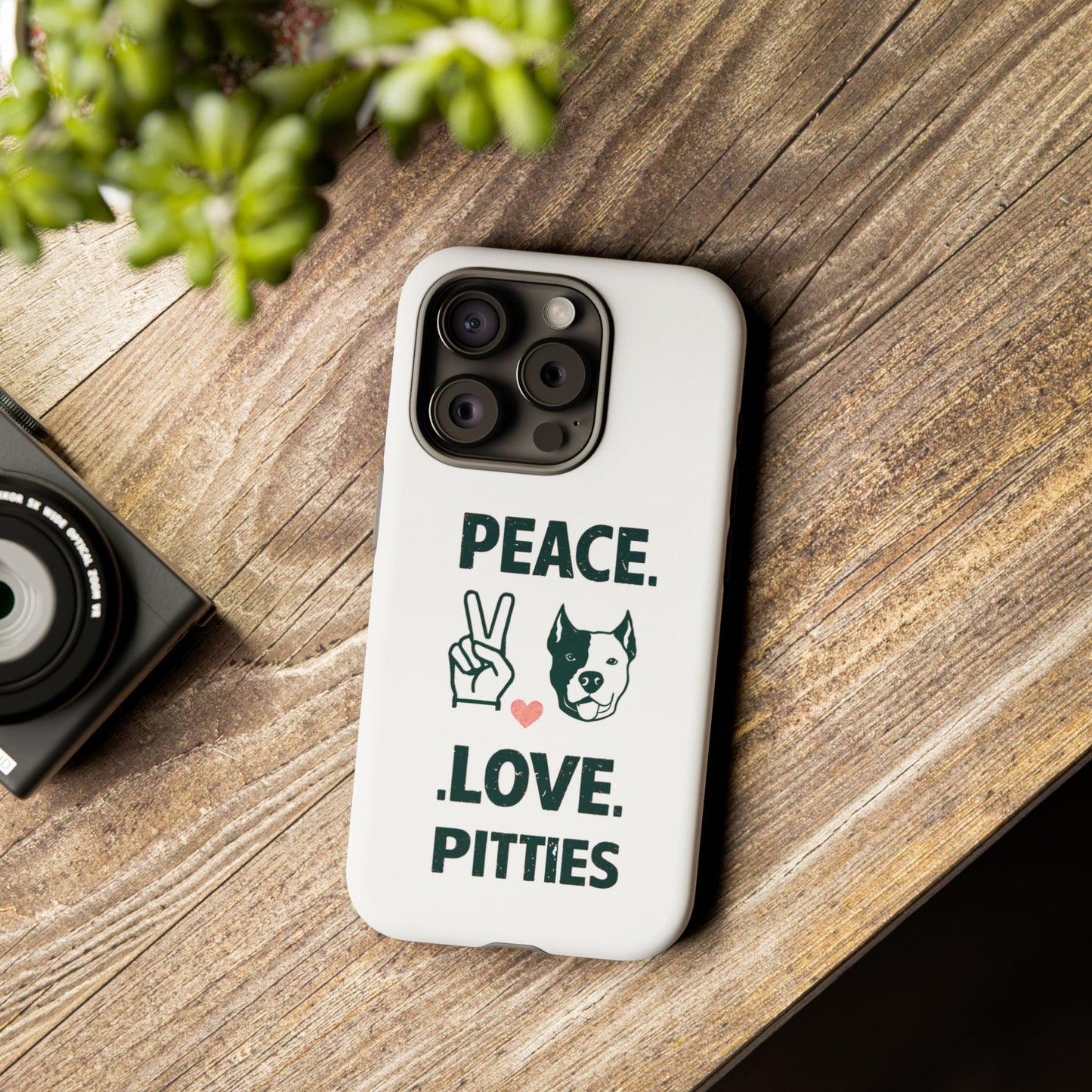 Cute Dog Cartoon Peace Love Pitties iPhone Tough Cases