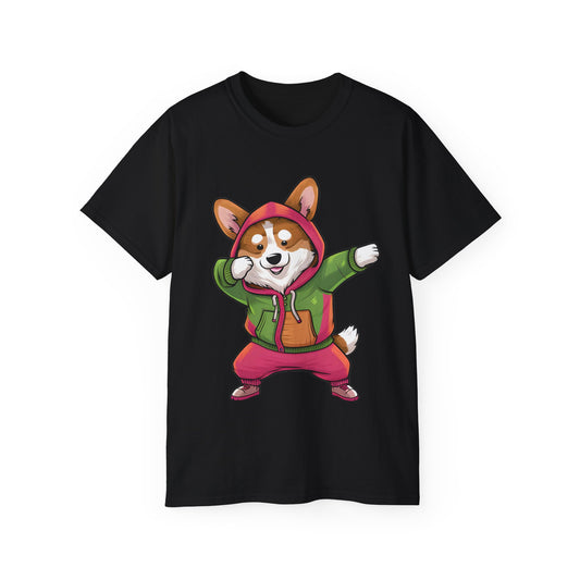 Cute Dog Cartoon Corgi Dabbing Meme Unisex Organic T-Shirt