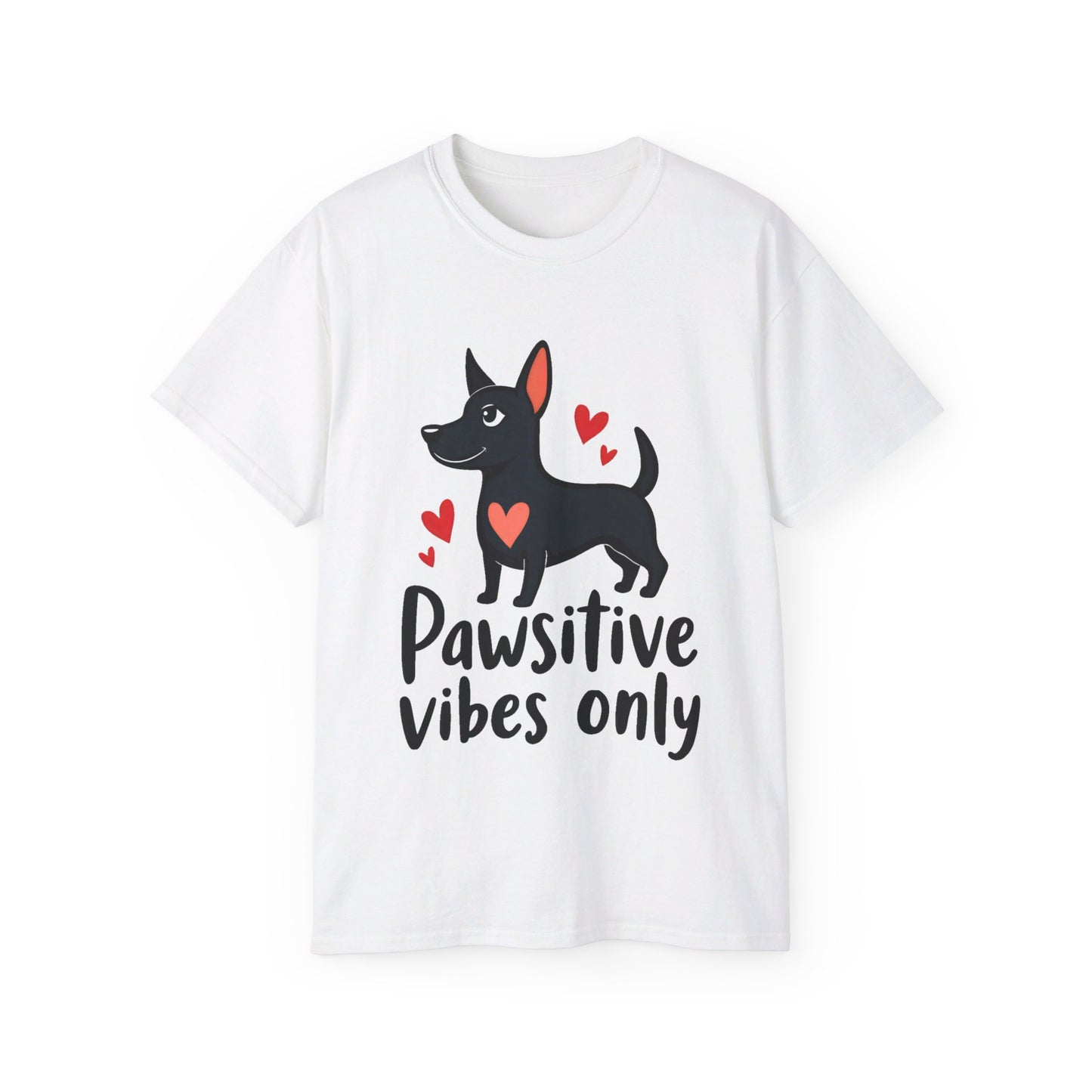 Cute Dog Cartoon Pawsitive Vibes Only Unisex Organic T-Shirt