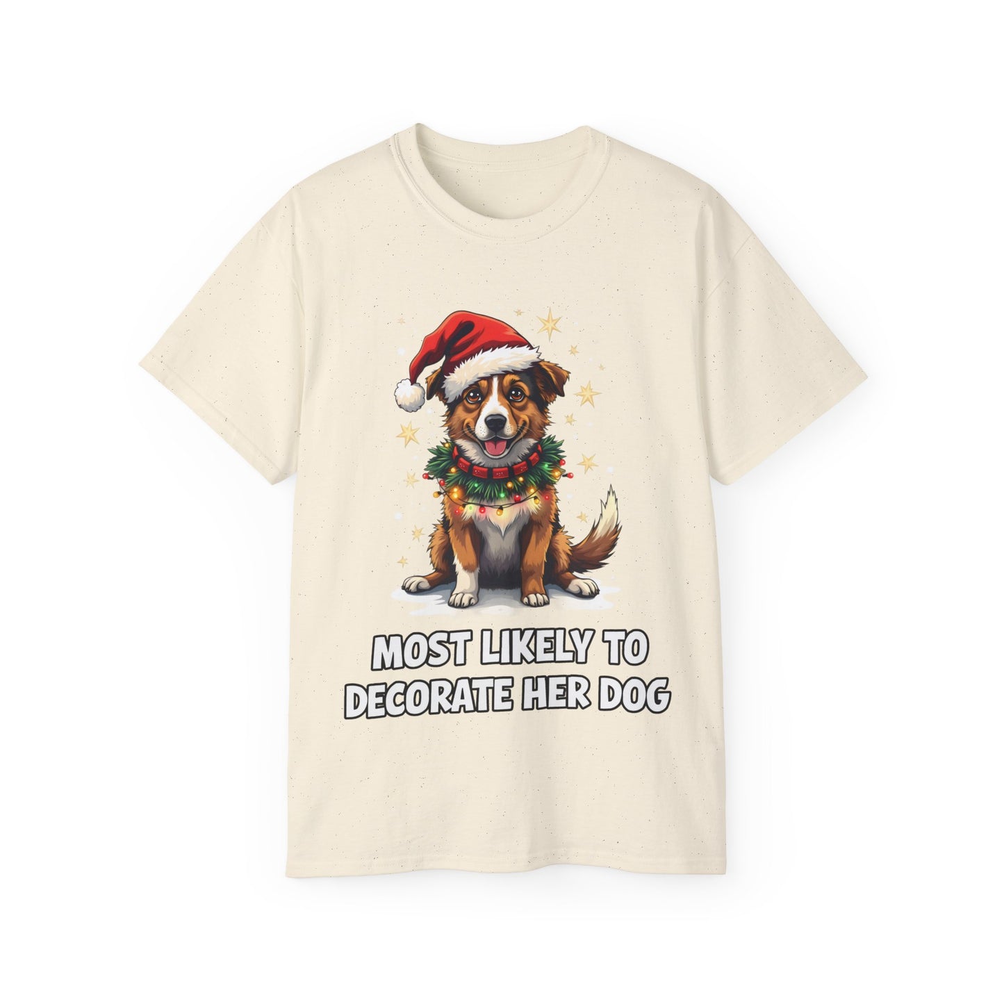 Cute Dog Cartoon Most Likely to Decorate Her Dog Jack Russell Terrier Unisex Organic T-Shirt