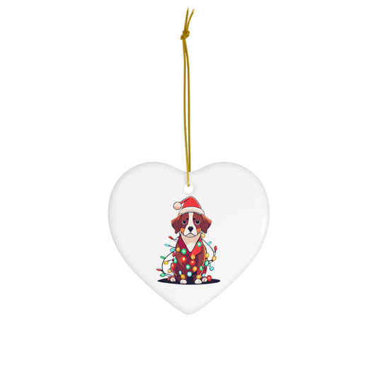 Cute Beagle Christmas Tree Ceramic Ornament, 4 Shapes