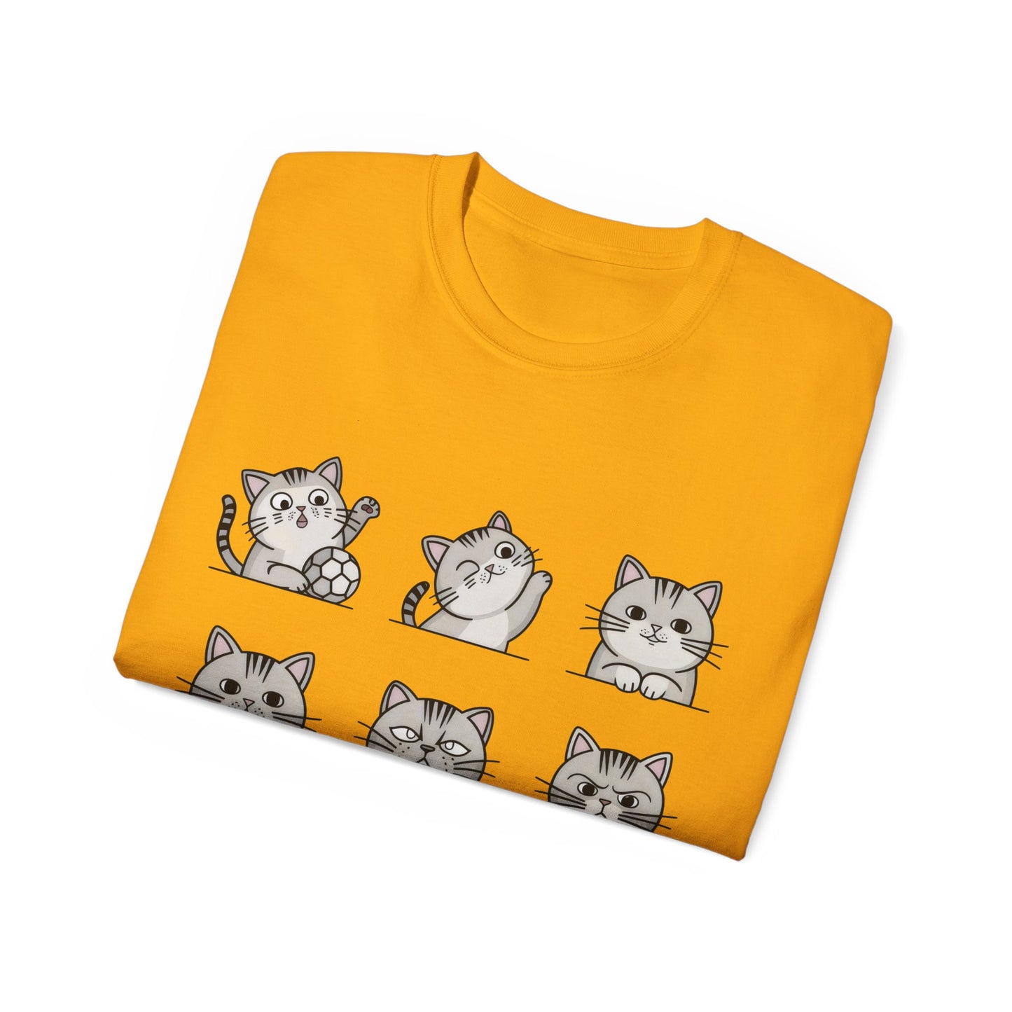 Nine Cute Cats Cartoon Organic T-Shirt