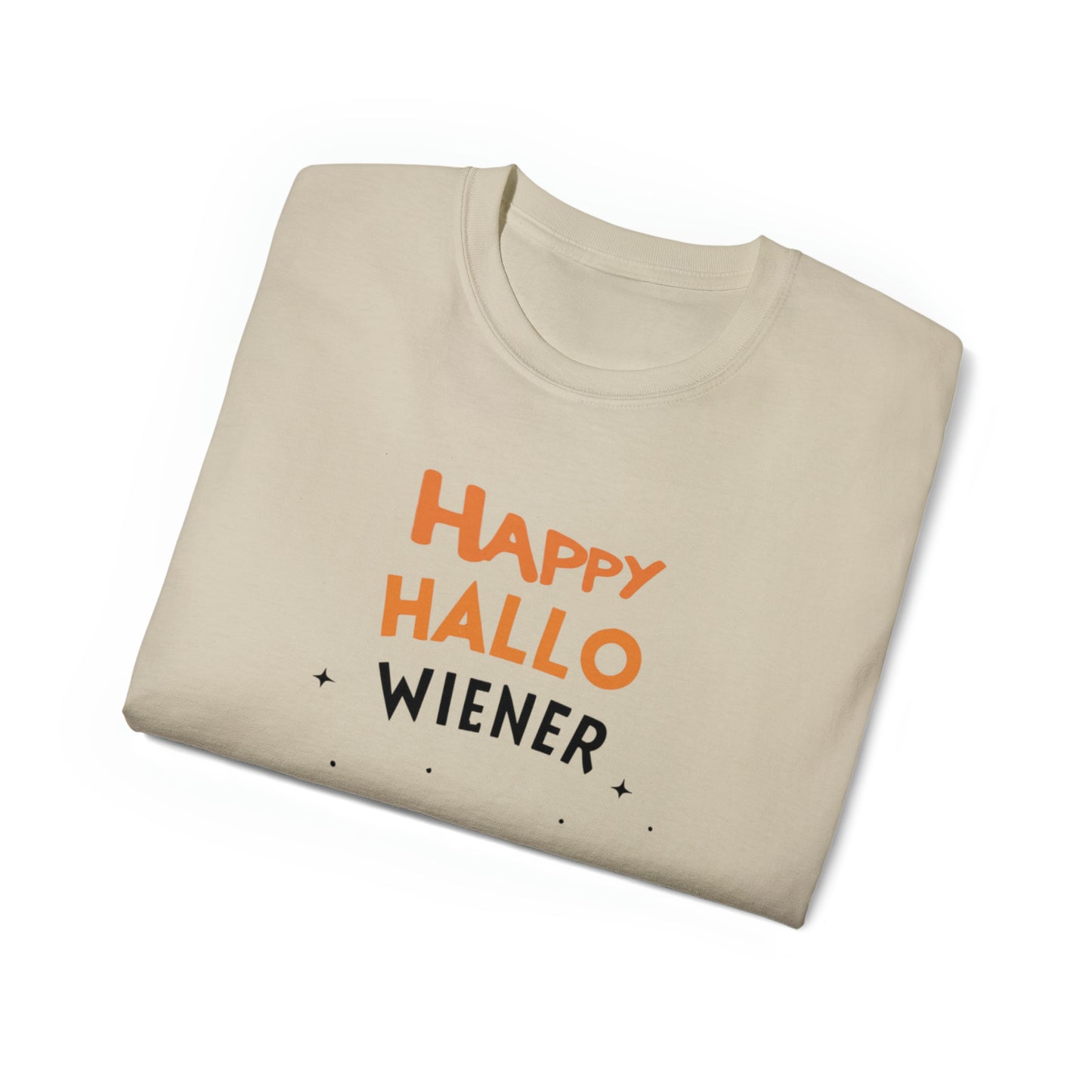 Cute Funny Happy Hallowiener Unisex Organic T-Shirt