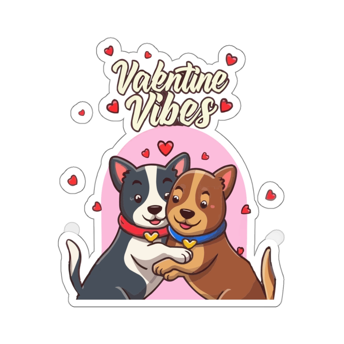 Cute Dog Cartoon Valentine Vibes Kiss-cut Stickers