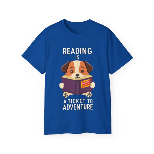 Cute Cartoon Reading is a Ticket to Adventure Unisex Organic T-Shirt