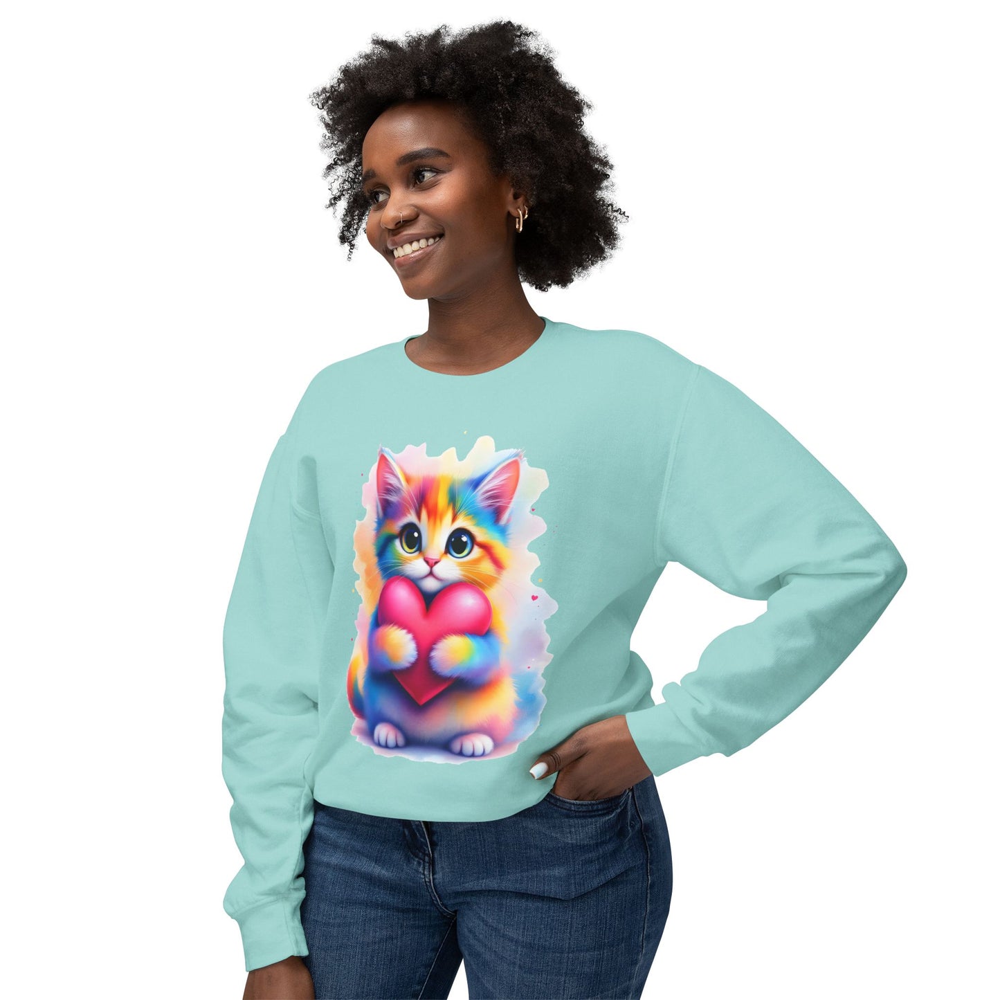 Rainbow Cat Heart Sweatshirt