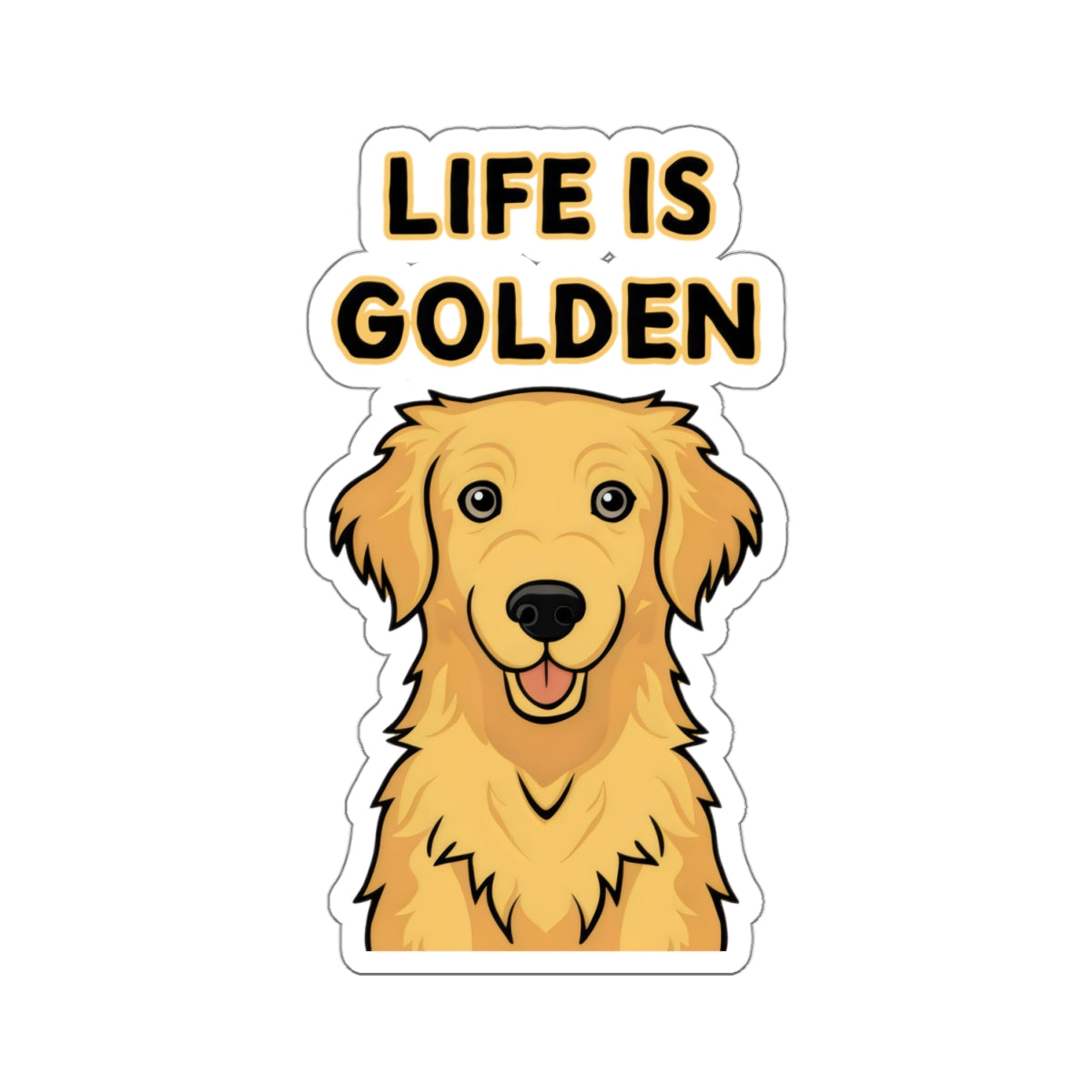 Cute Dog Cartoon Life is Golden Kiss-cut Stickers