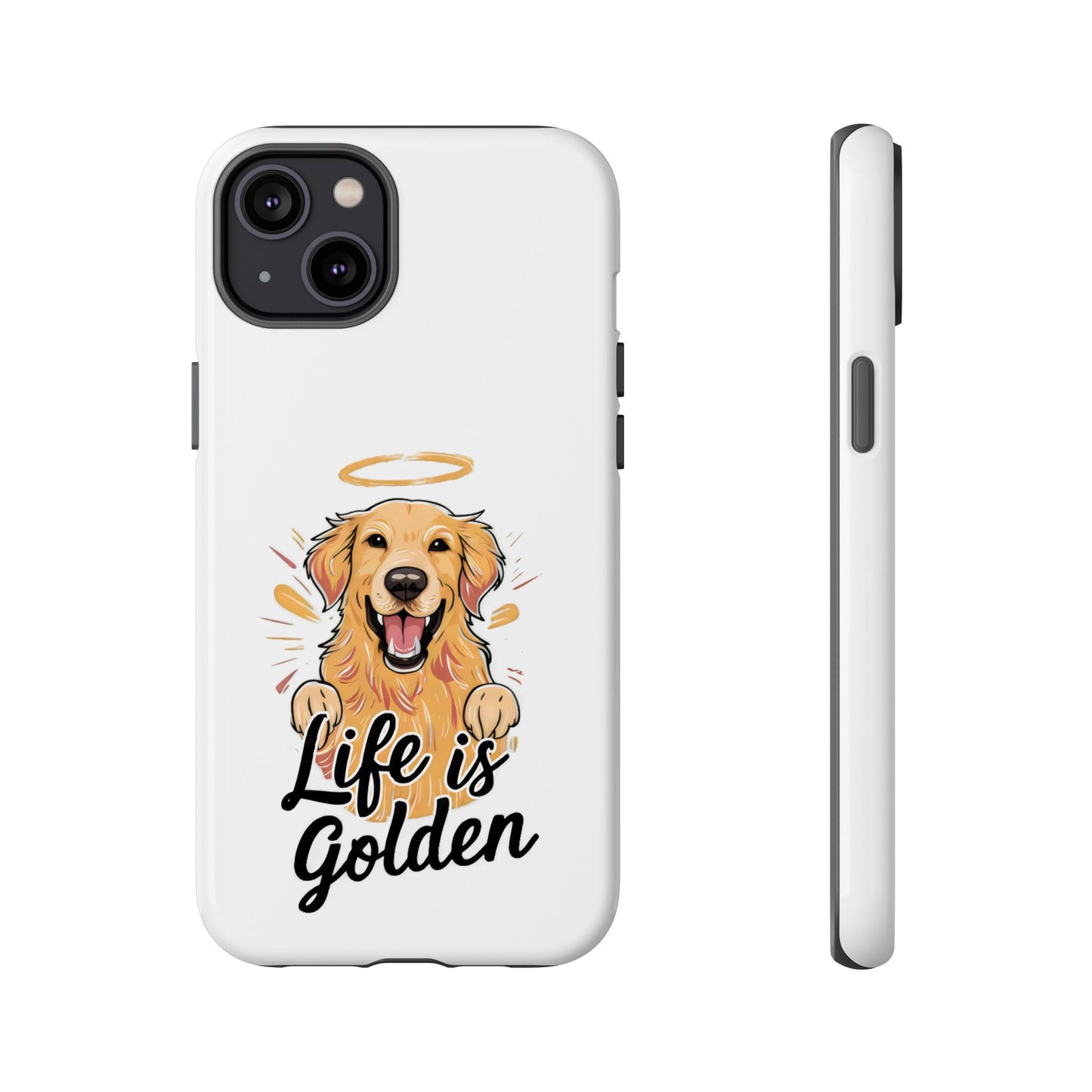 Cute Dog Cartoon Life is Golden iPhone Tough Cases