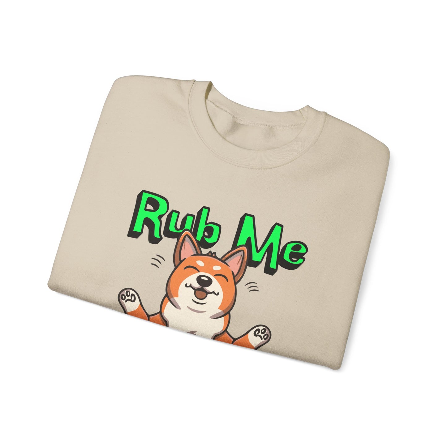 Cute Dog Cartoon St Patrick's Day Rub Me for Luck Crewneck Sweatshirt