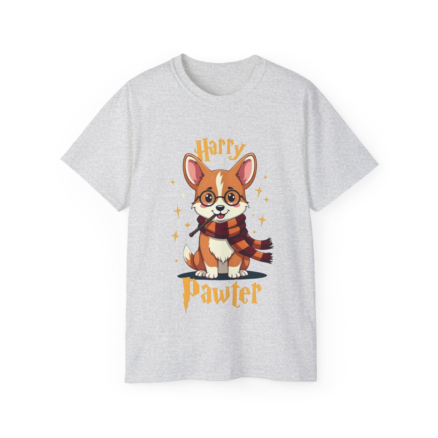 Cute Dog Cartoon Harry Pawter Corgi Unisex Organic T-Shirt