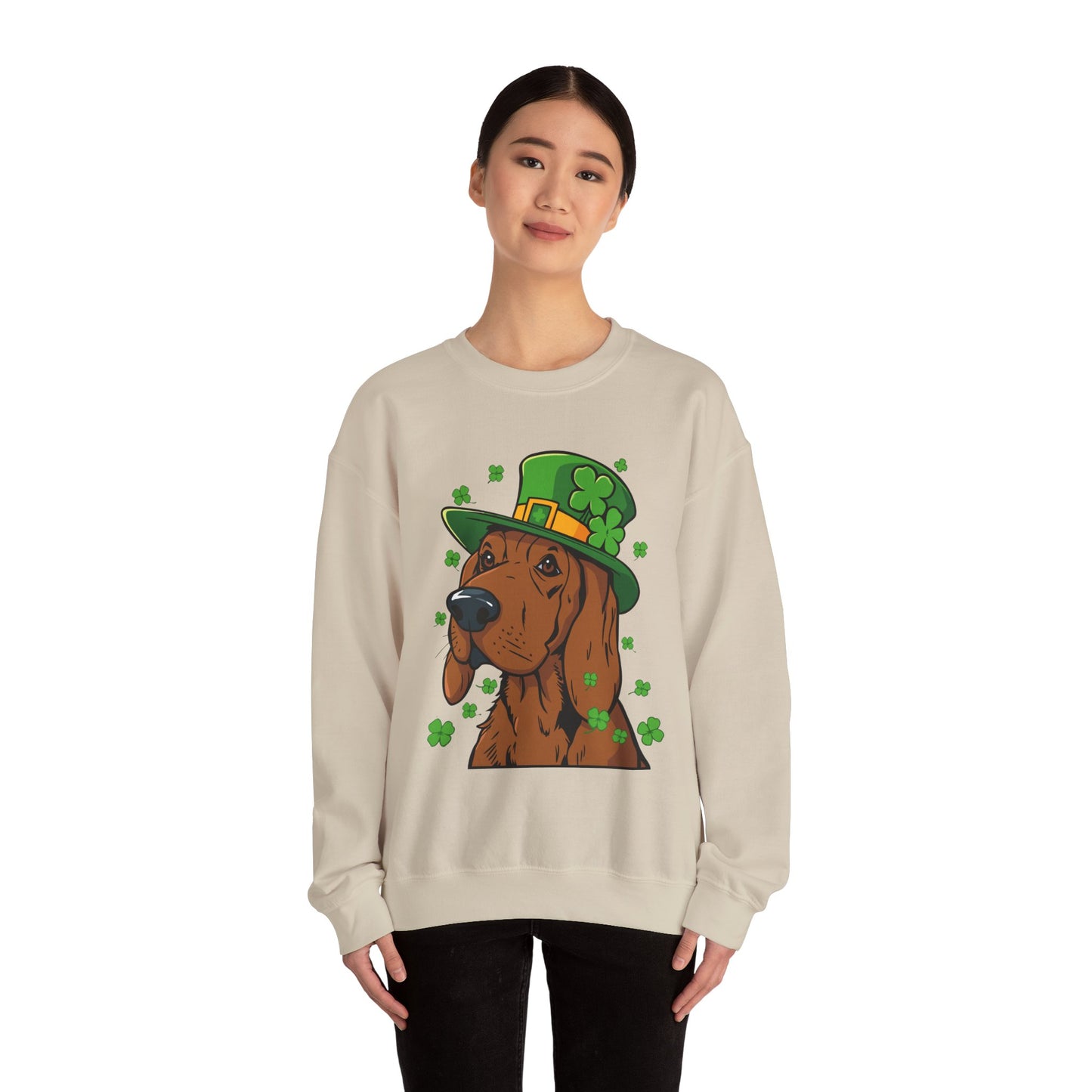 Cute Cartoon Shamrock Bloodhound St Patrick's Day Sweatshirt