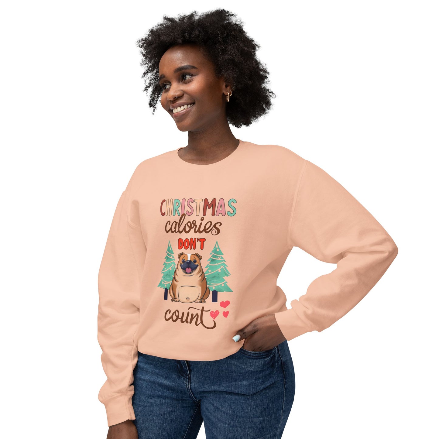 Cute Funny Meme Christmas Calories Don't Count Pug Lover Sweatshirt