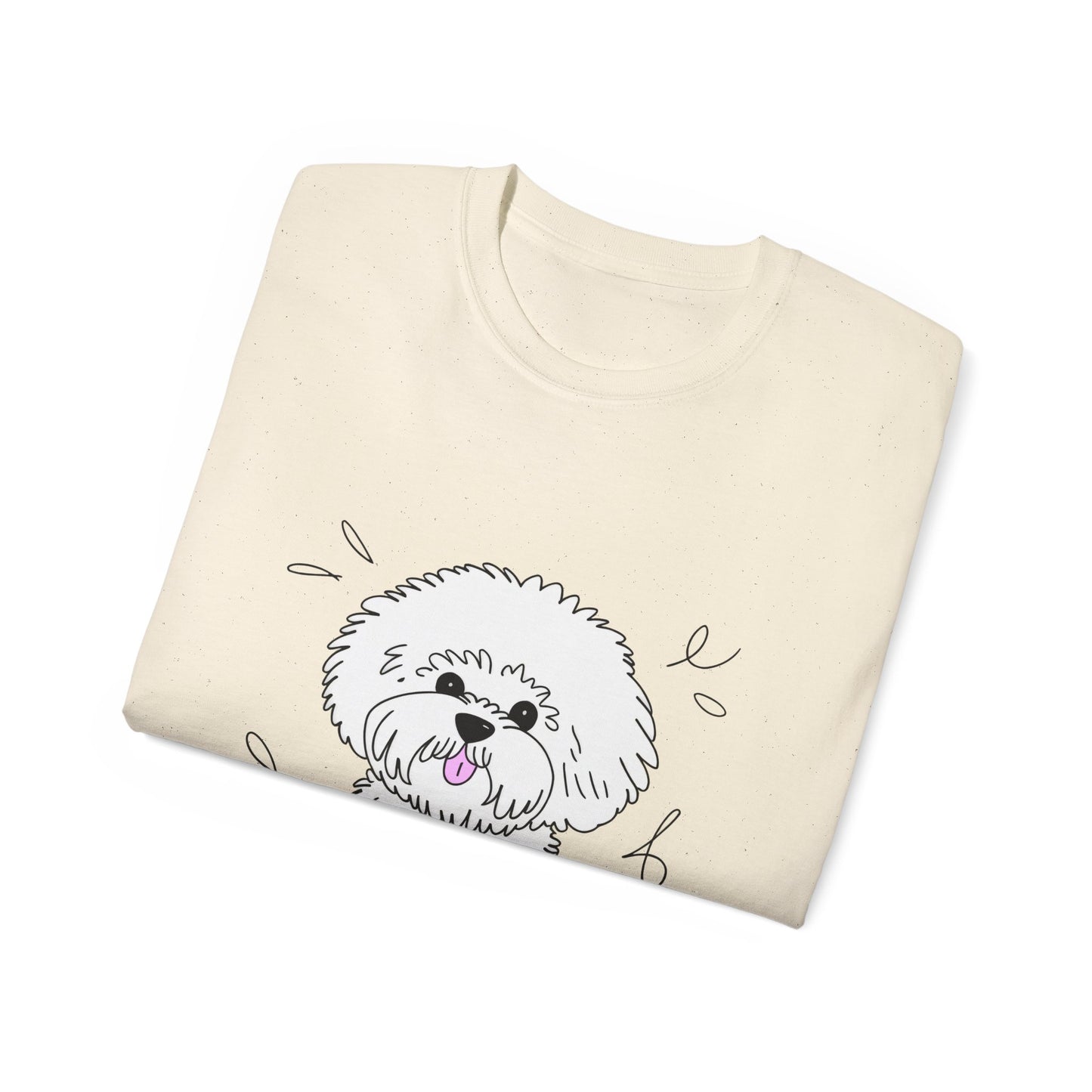 Cute Dog Cartoon Bichon Frise Poodle Unisex Organic T-Shirt