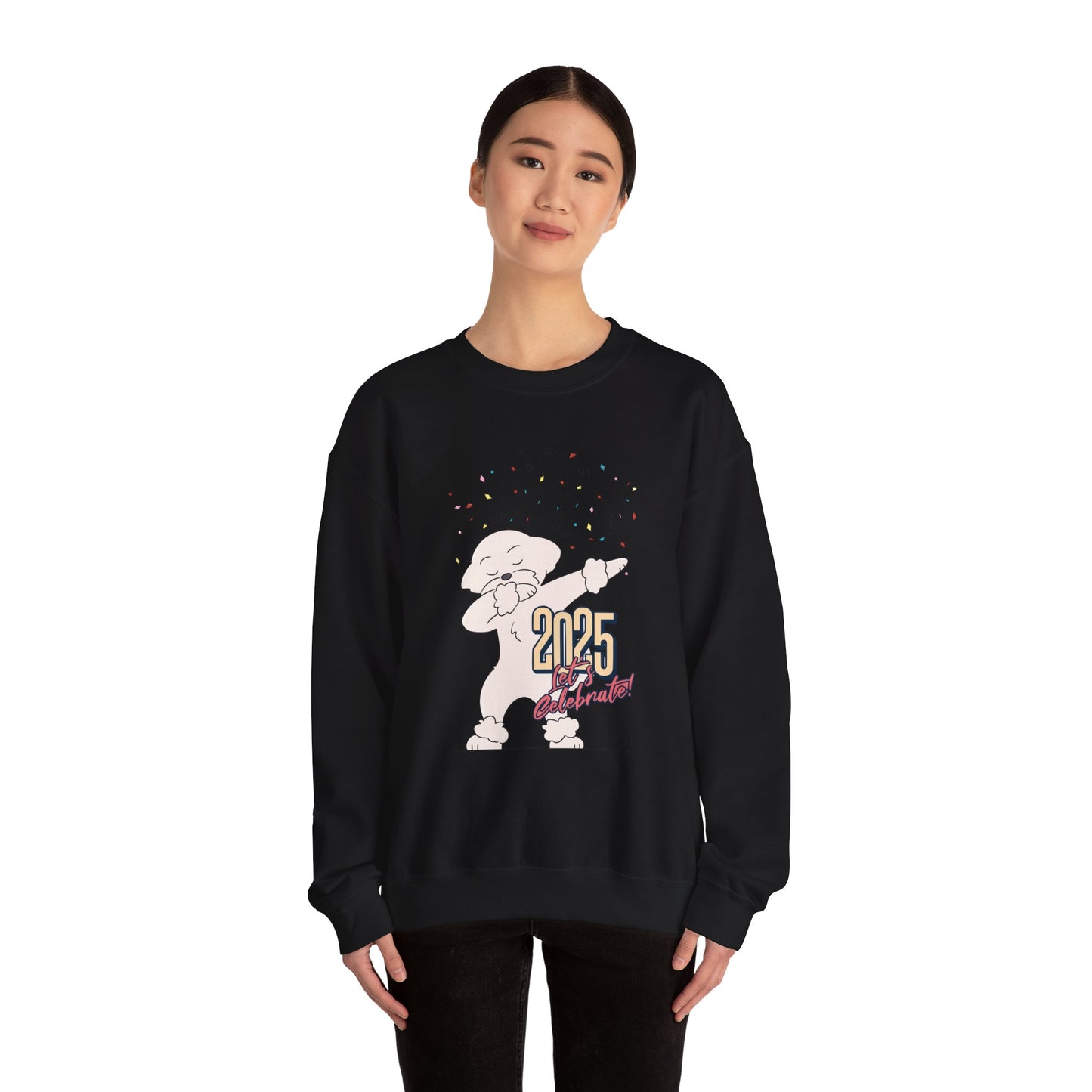 Cheeky Bichon Cute Let's Celebrate 2025 Unisex Crewneck Sweatshirt