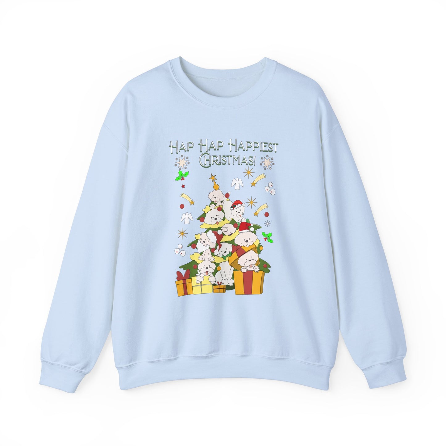 Hap Hap Happiest Christmas Poodle Christmas Tree Unisex Crewneck Sweatshirt