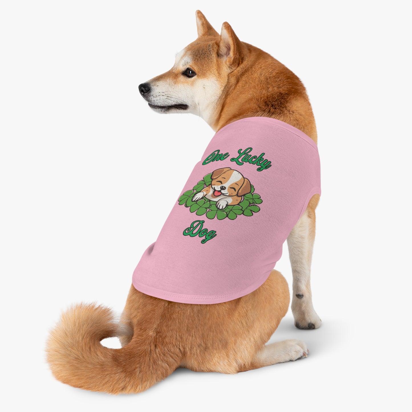 Cute St Patrick's Day One Lucky Dog Cartoon Pet Tank Top