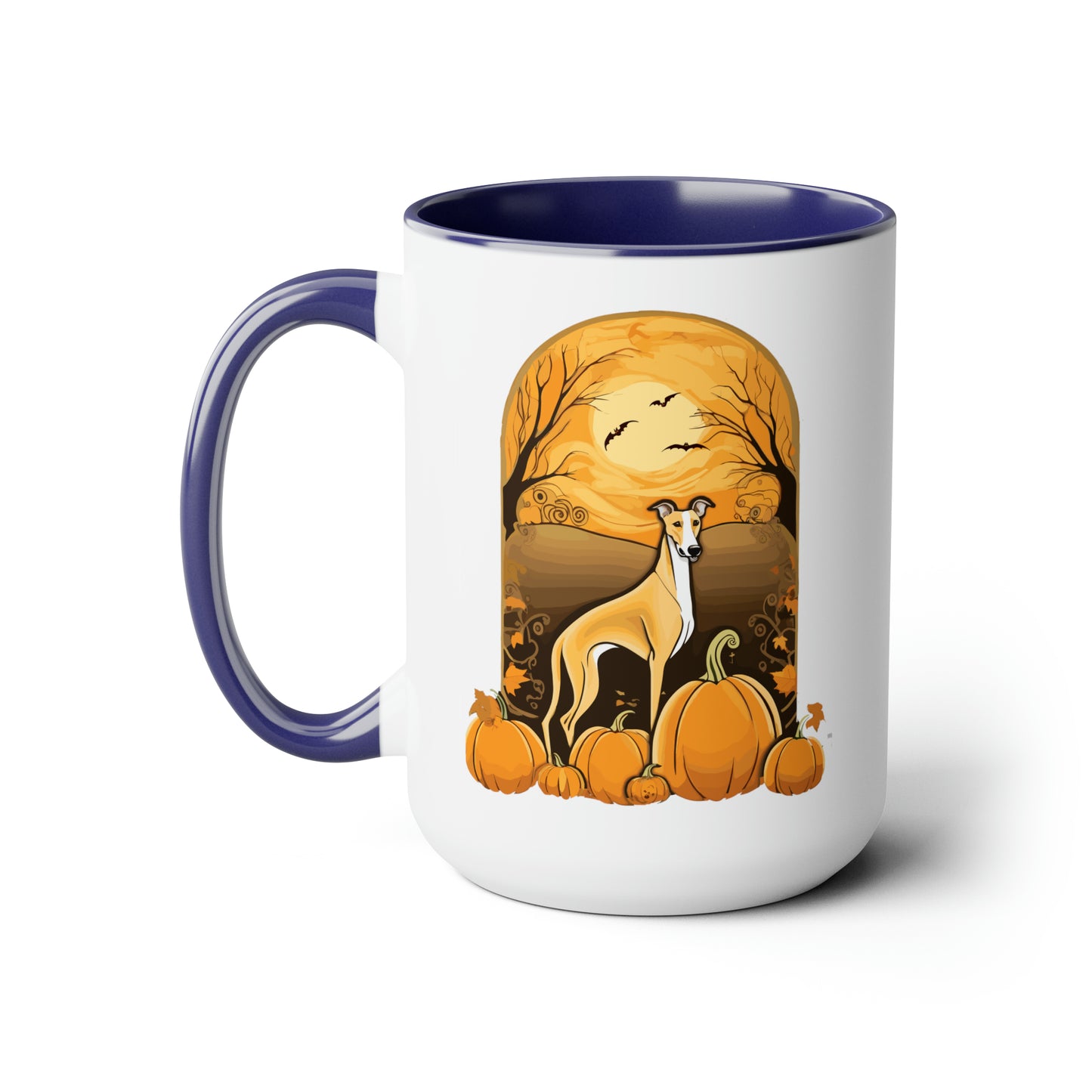 Greyhound Pumpkin Two-Tone Coffee Mugs, 15oz