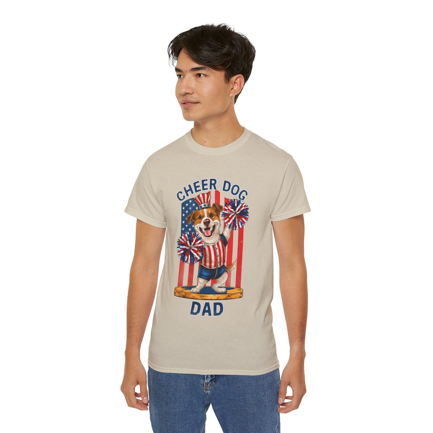 Cute Cartoon Cheer Dog Dad Organic T-Shirt