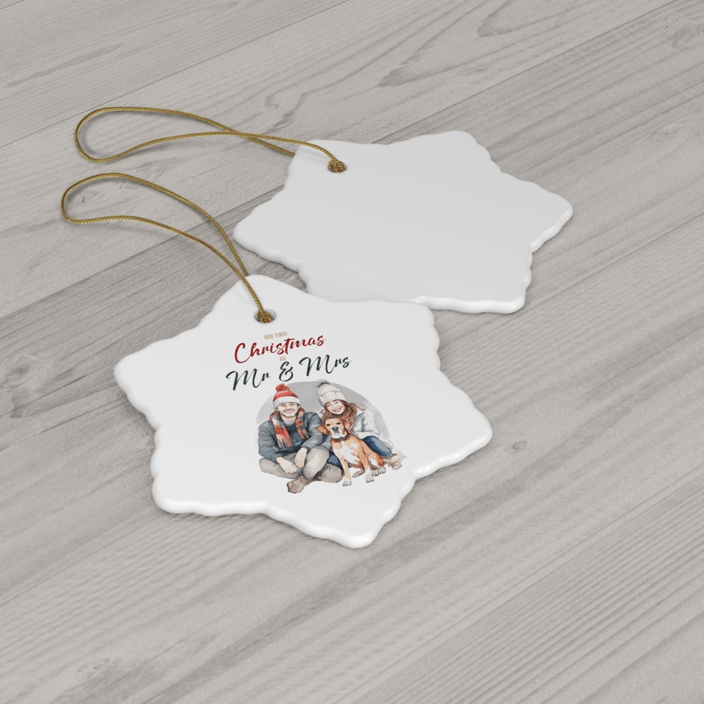 Our First Christmas Dog Lover Ceramic Ornament, 4 Shapes