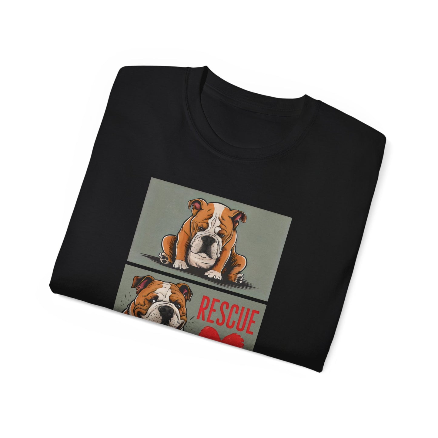 Cute Cartoon Bulldog Rescue Adopt Don't Shop Organic T-Shirt