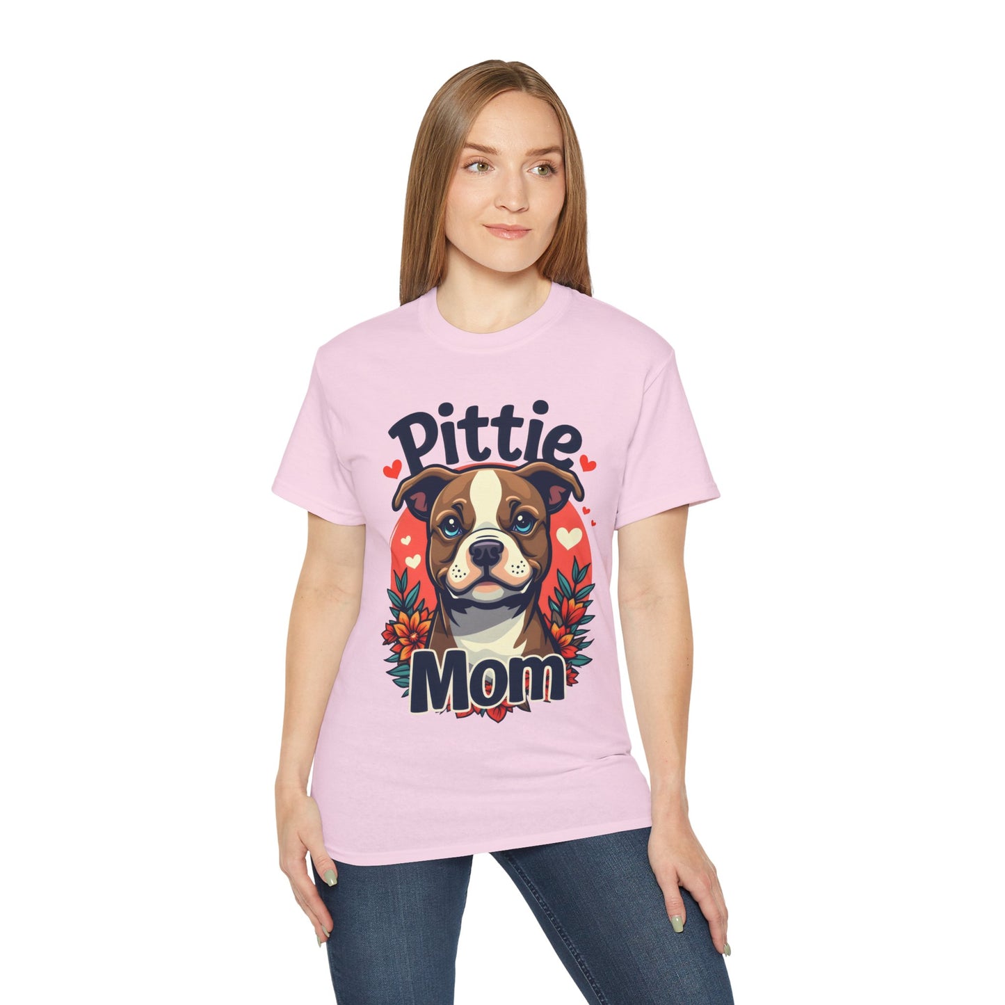 Cute Dog Cartoon Pittie Mom Organic T-Shirt