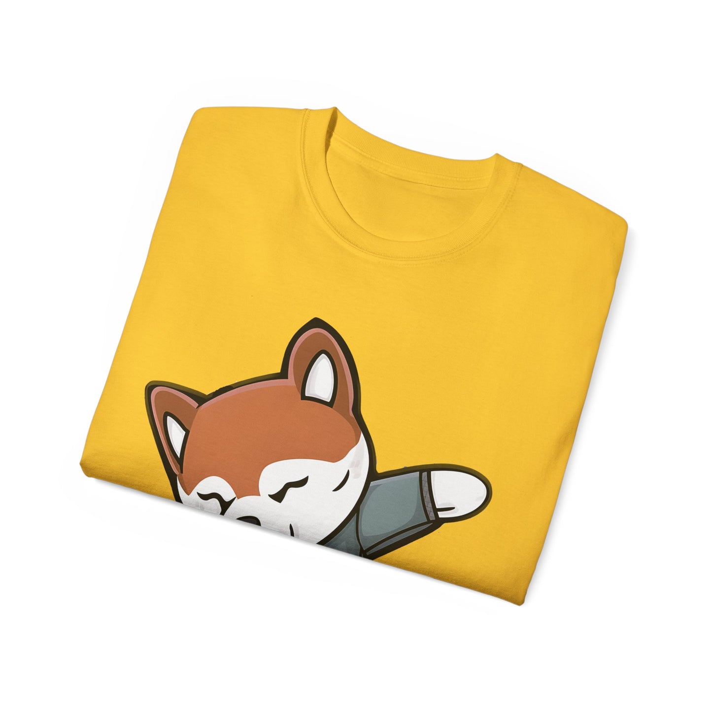 Cute Dog Cartoon Dabbing Shiba Unisex Organic T-Shirt