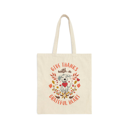 Give Thanks with a Grateful Heart Thanksgiving Cotton Canvas Tote Bag