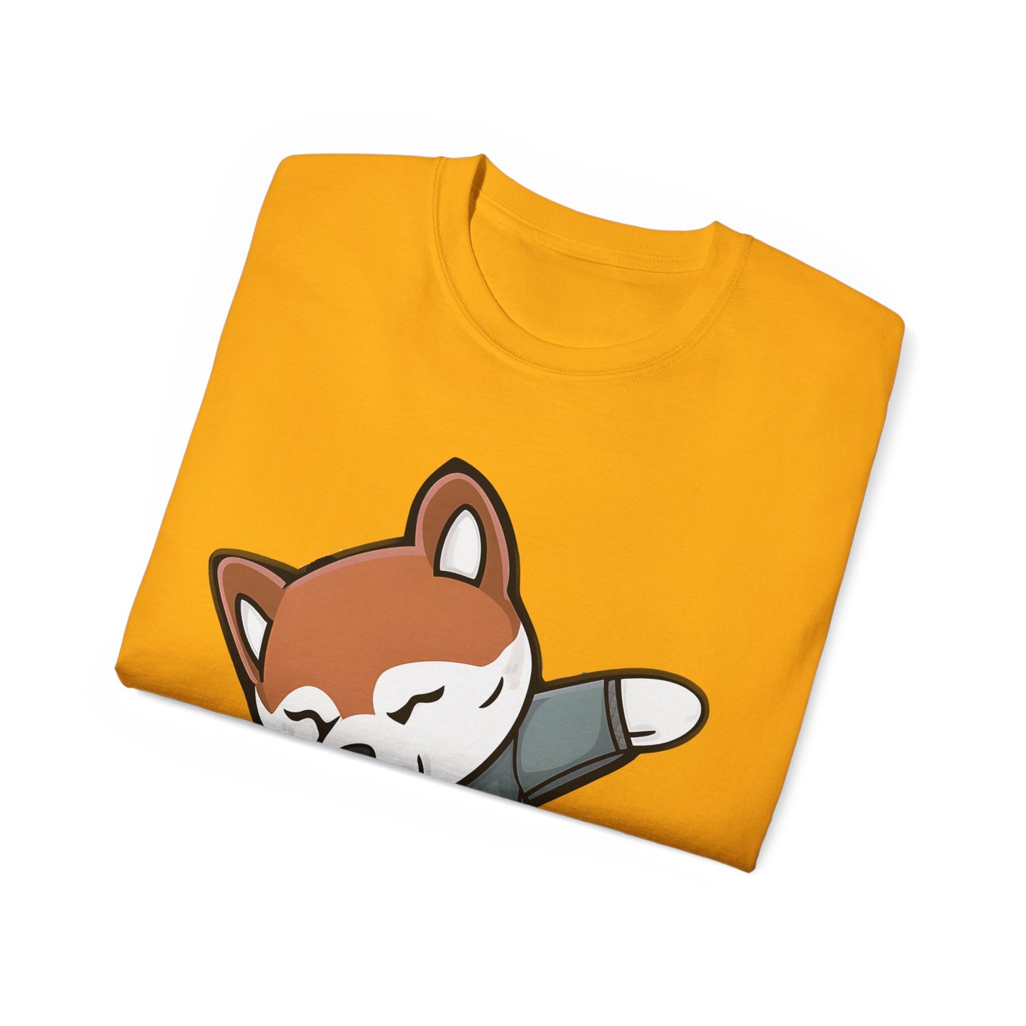 Cute Dog Cartoon Dabbing Shiba Unisex Organic T-Shirt