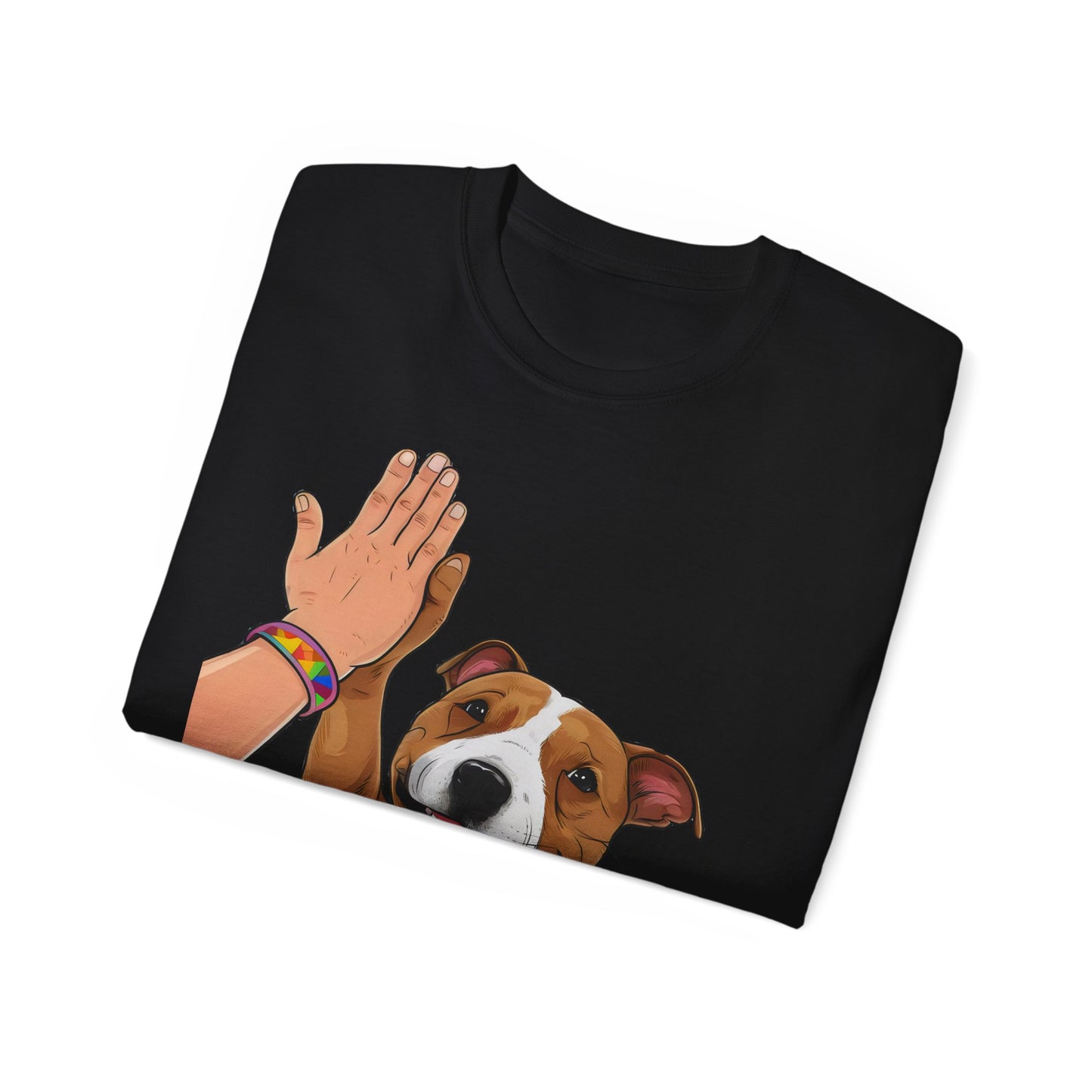 Cute Funny Cartoon Staffordshire Bull Terrier Unisex Organic T-Shirt