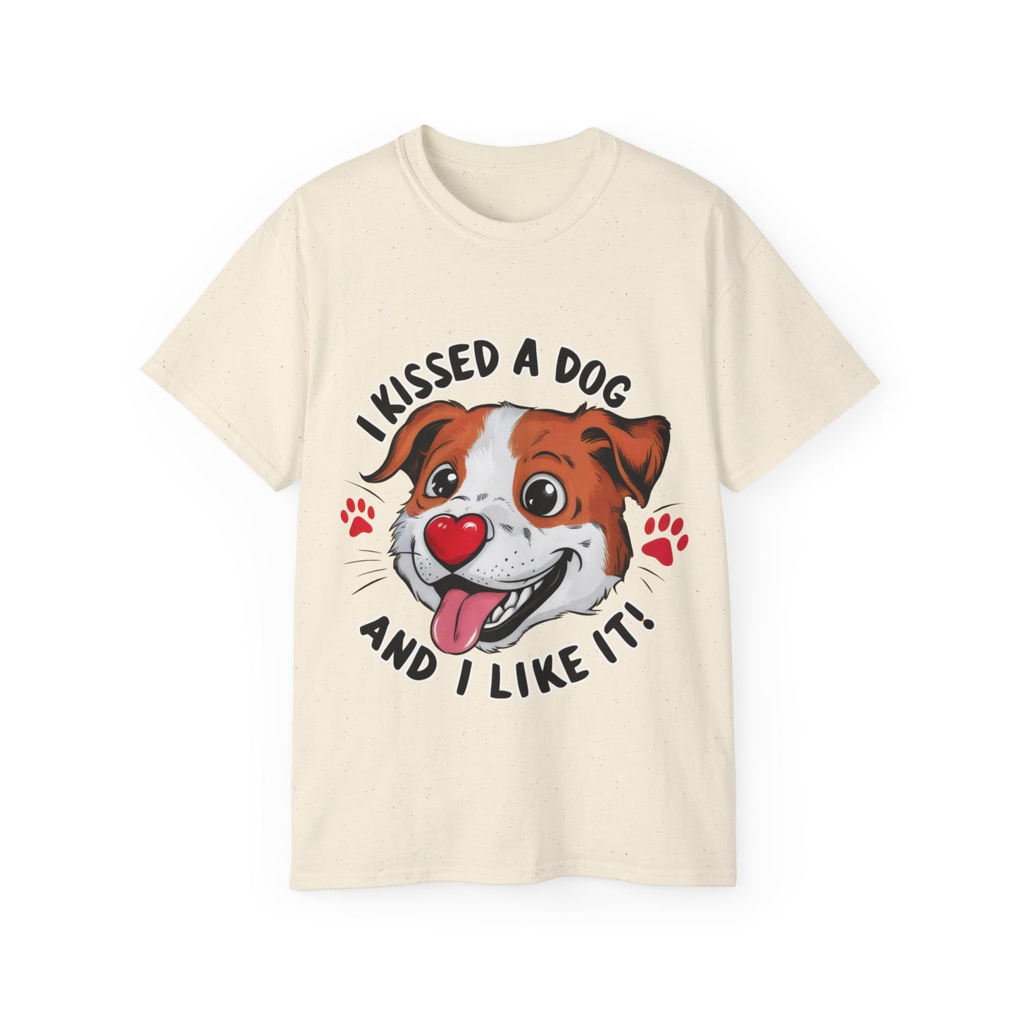 Cute Funny Cartoon I Kissed a Dog and I Like It Meme Unisex Organic T-Shirt