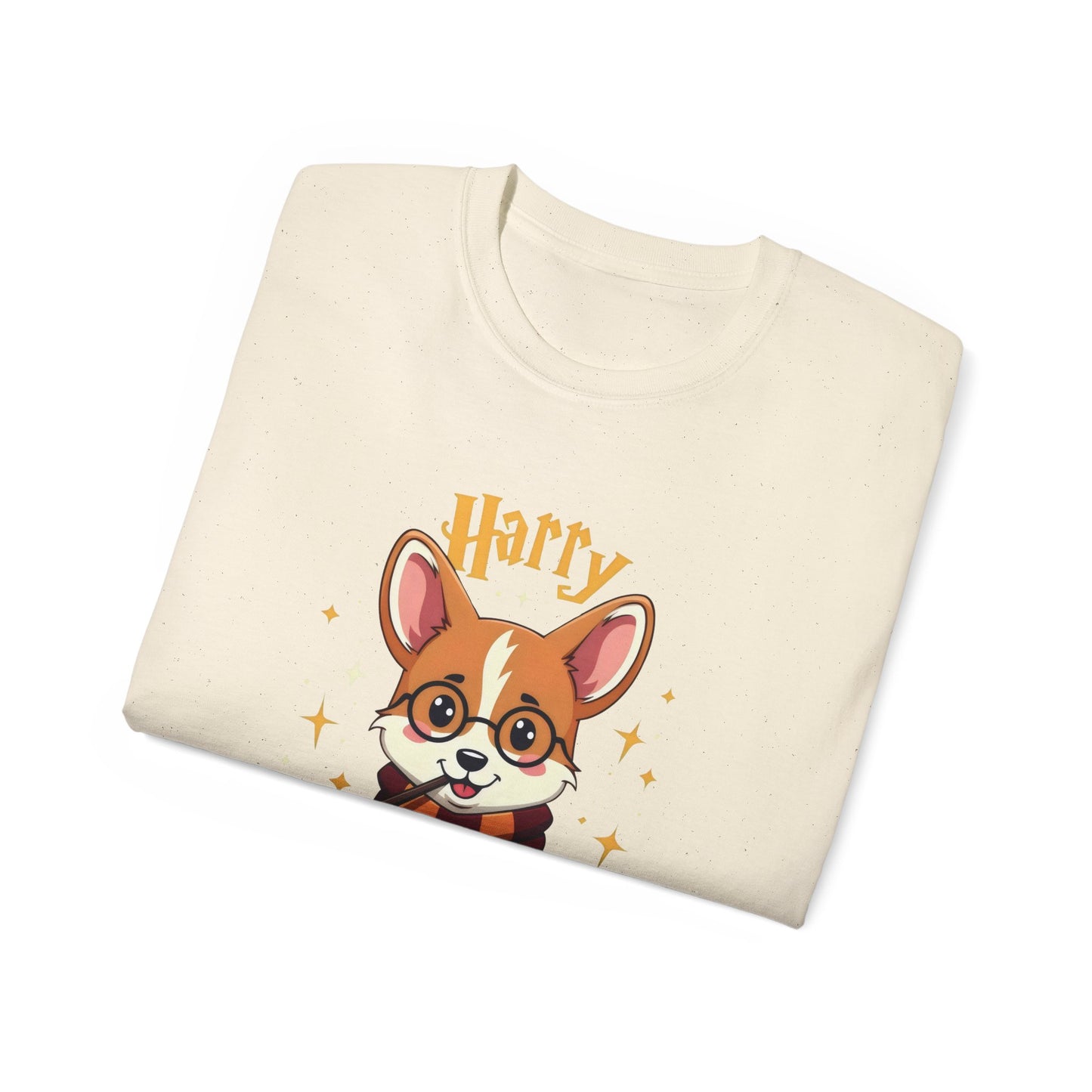 Cute Dog Cartoon Harry Pawter Corgi Unisex Organic T-Shirt