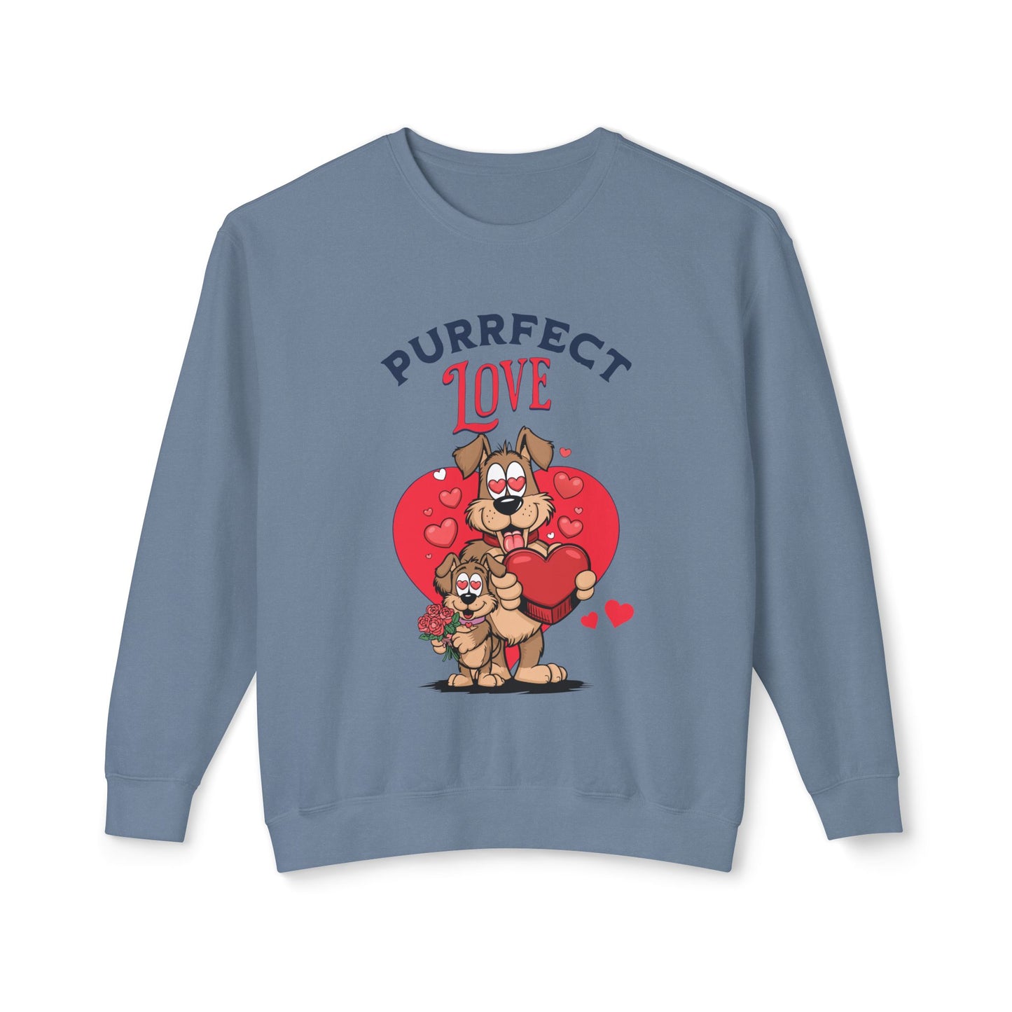 Cute Dog Cartoon Purrfect Love Valentine's Day Crewneck Sweatshirt