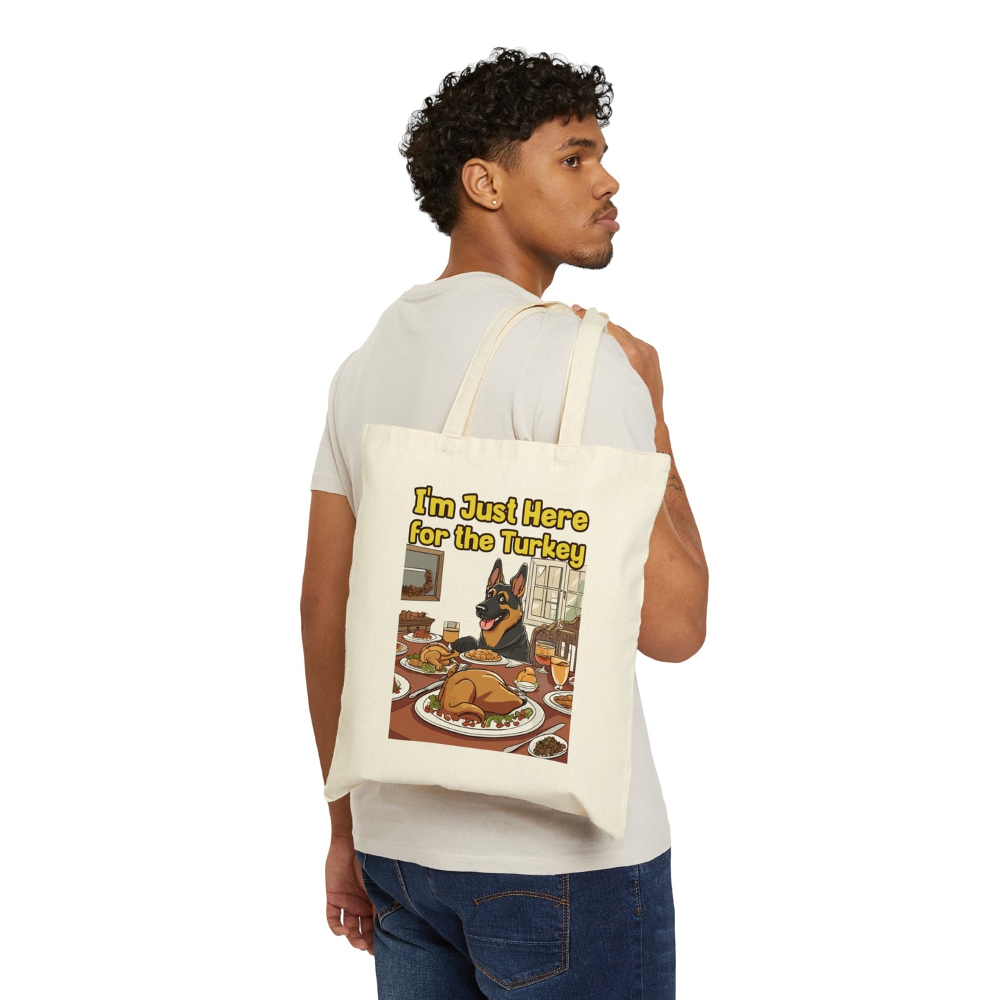 I'm Just Here for the Turkey Thanksgiving Cotton Canvas Tote Bag