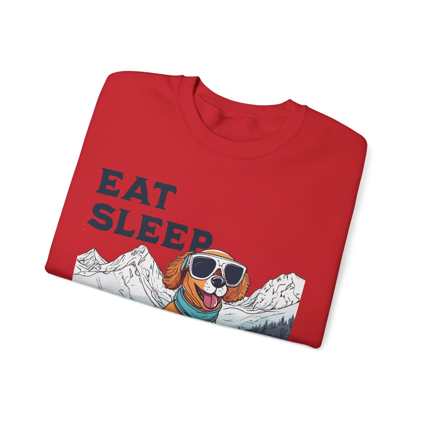 Cute Dog Cartoon Ski Lover Meme Crewneck Sweatshirt