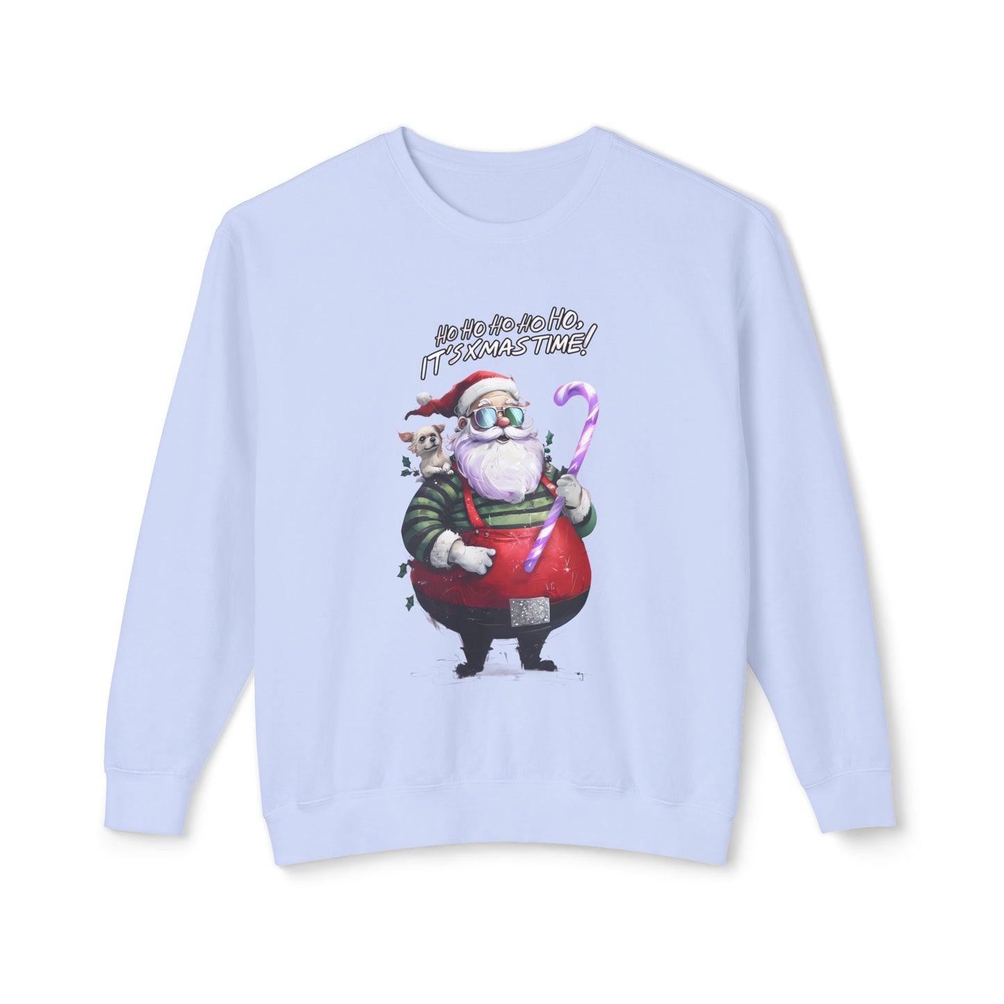 Cute Cartoon Santa and Dog Christmas Crewneck Sweatshirt