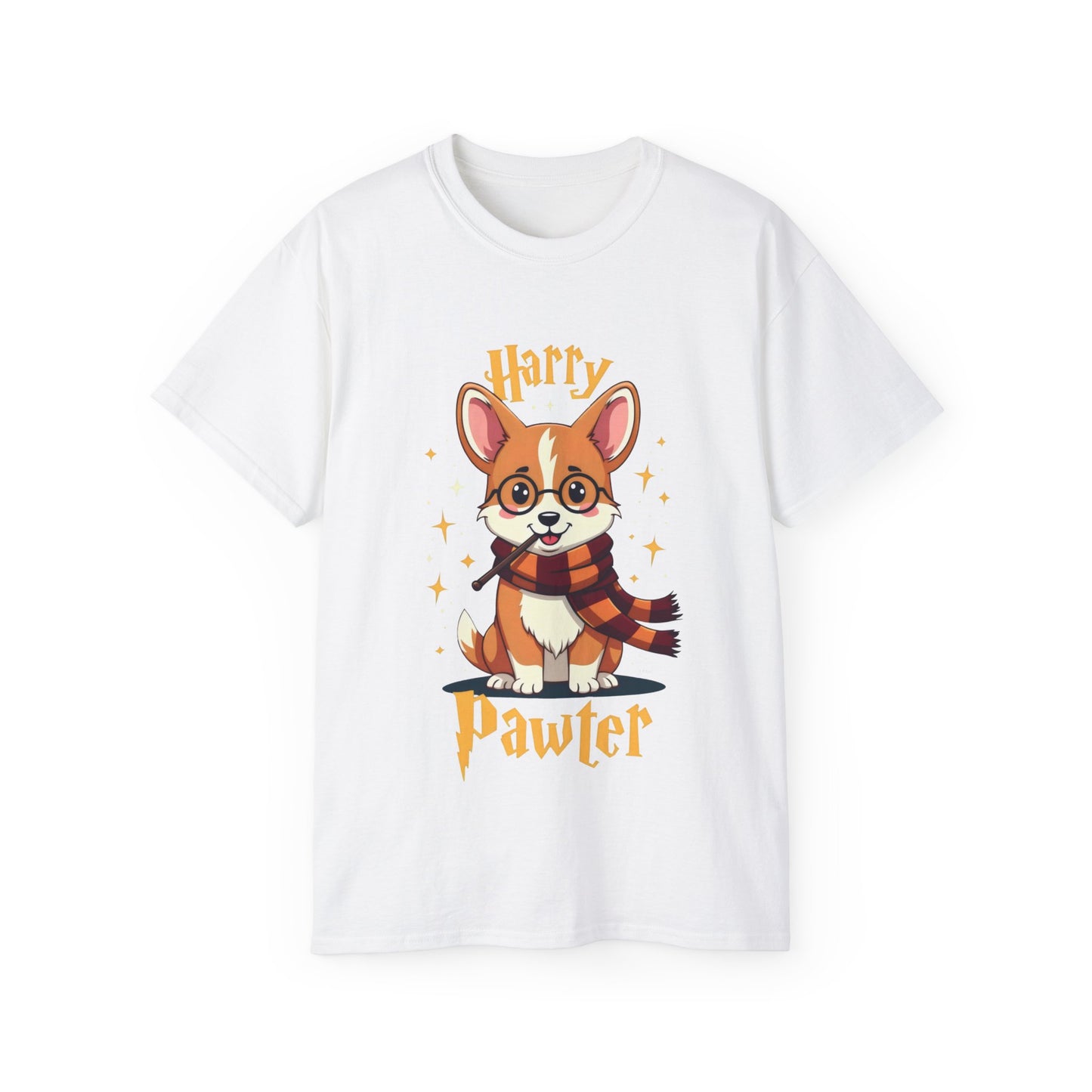 Cute Dog Cartoon Harry Pawter Corgi Unisex Organic T-Shirt