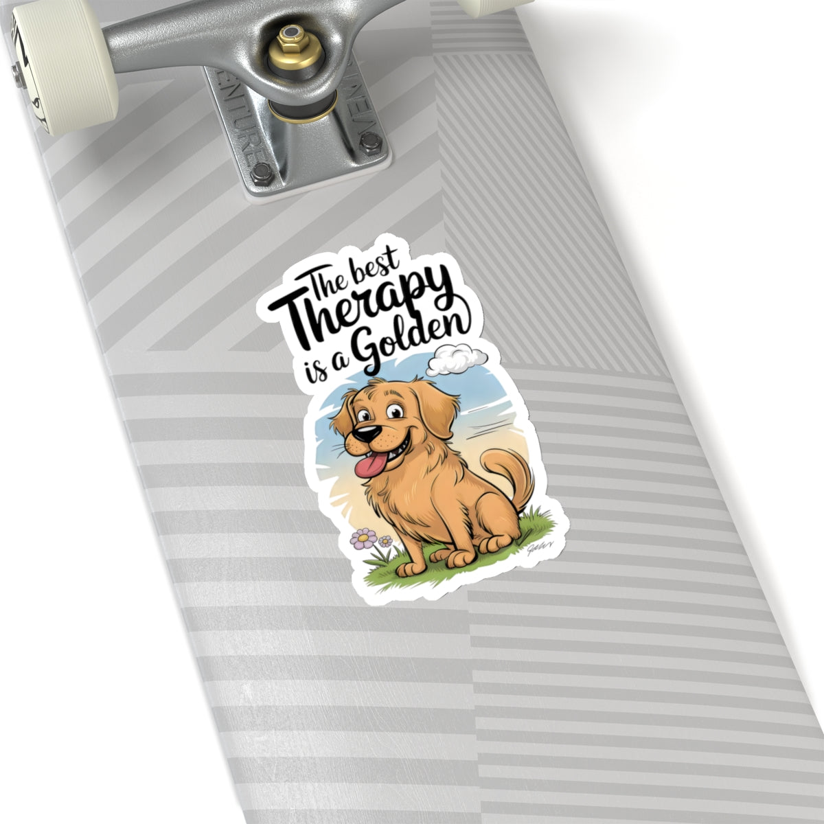 Cute Dog Cartoon The Best Therapy is a Golden Kiss-cut Stickers