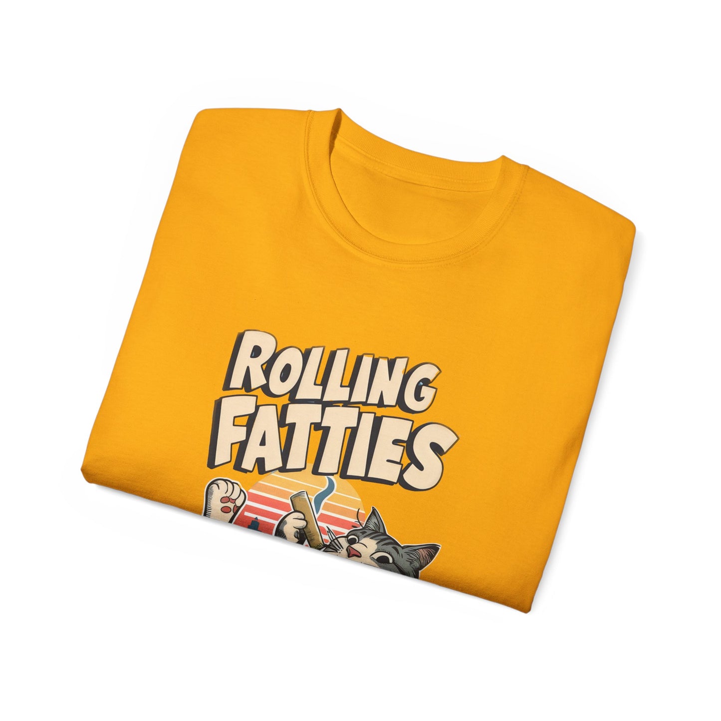 Cute Cat Cartoon Rolling Fatties Unisex Organic T-Shirt