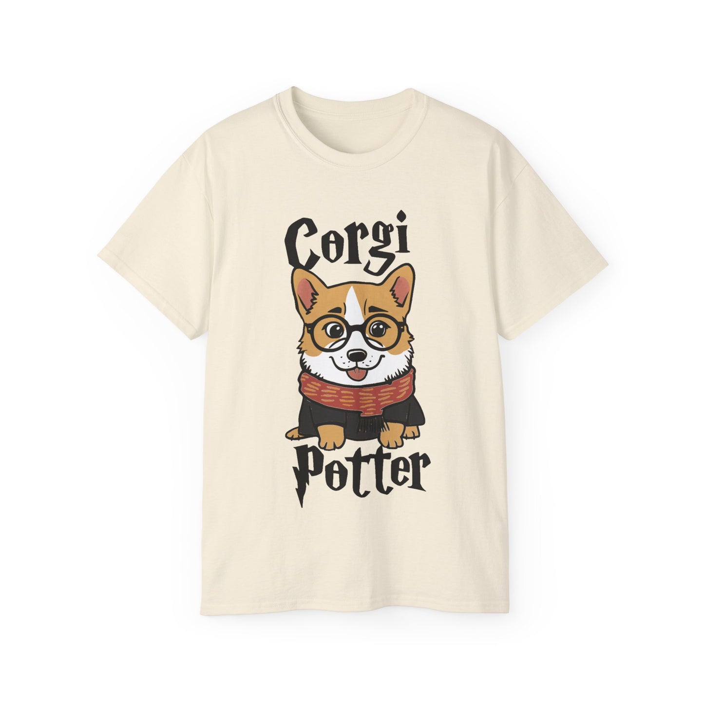 Cute Dog Cartoon Corgi Potter Unisex Organic T-Shirt