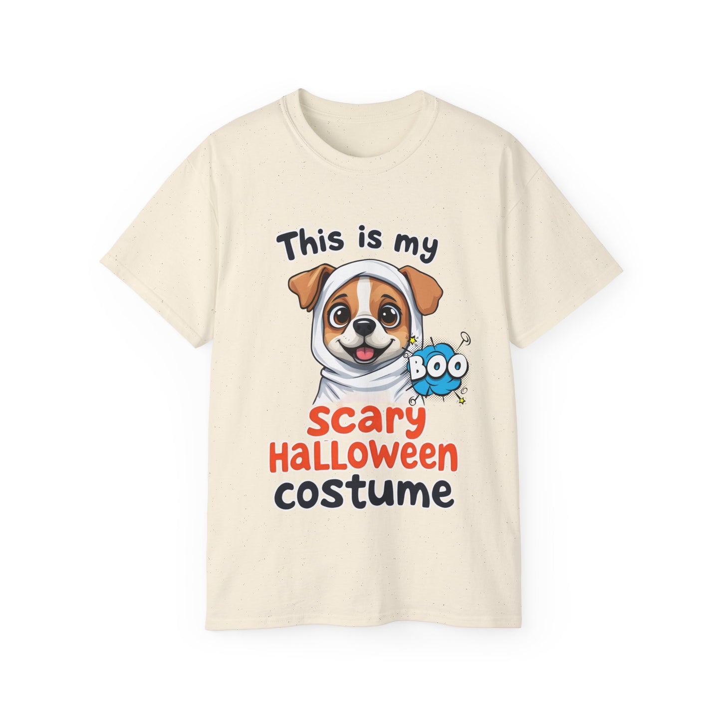 Cute Funny Dog Cartoon This is My Scary Halloween Costume Unisex Organic T-Shirt