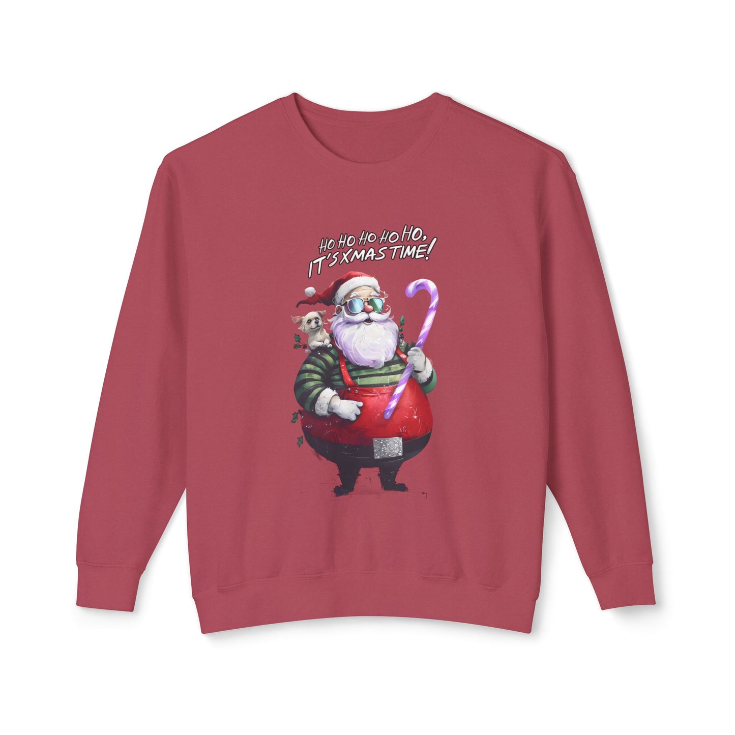 Cute Cartoon Santa and Dog Christmas Crewneck Sweatshirt