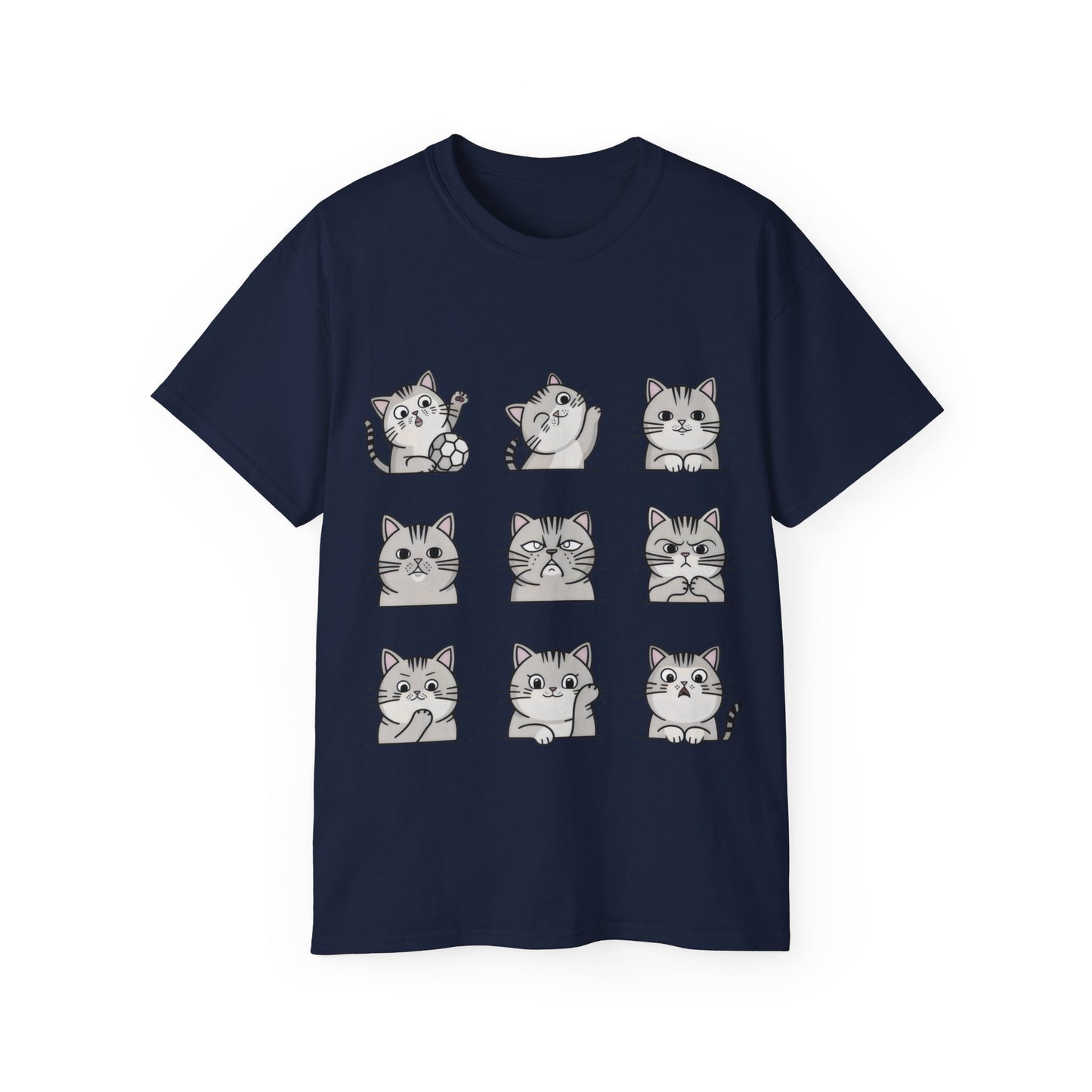 Nine Cute Cats Cartoon Organic T-Shirt