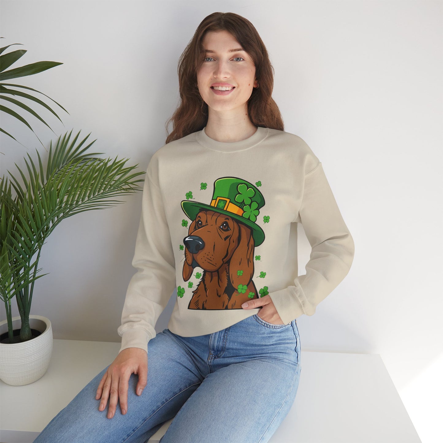 Cute Cartoon Shamrock Bloodhound St Patrick's Day Sweatshirt