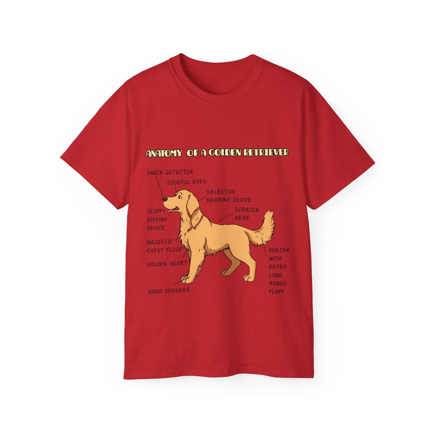 Dog Anatomy Unisex Tee - Cute Golden Retriever Cartoon Design