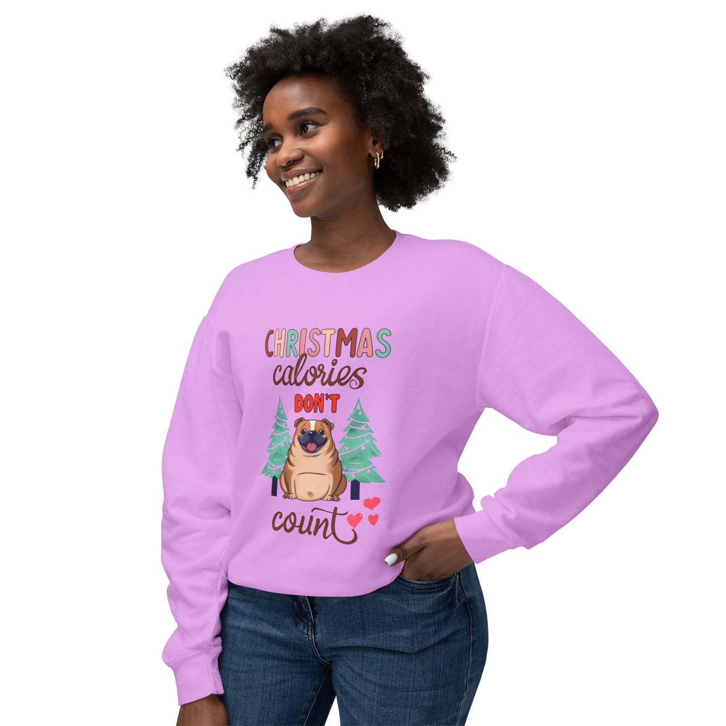 Cute Funny Meme Christmas Calories Don't Count Pug Lover Sweatshirt