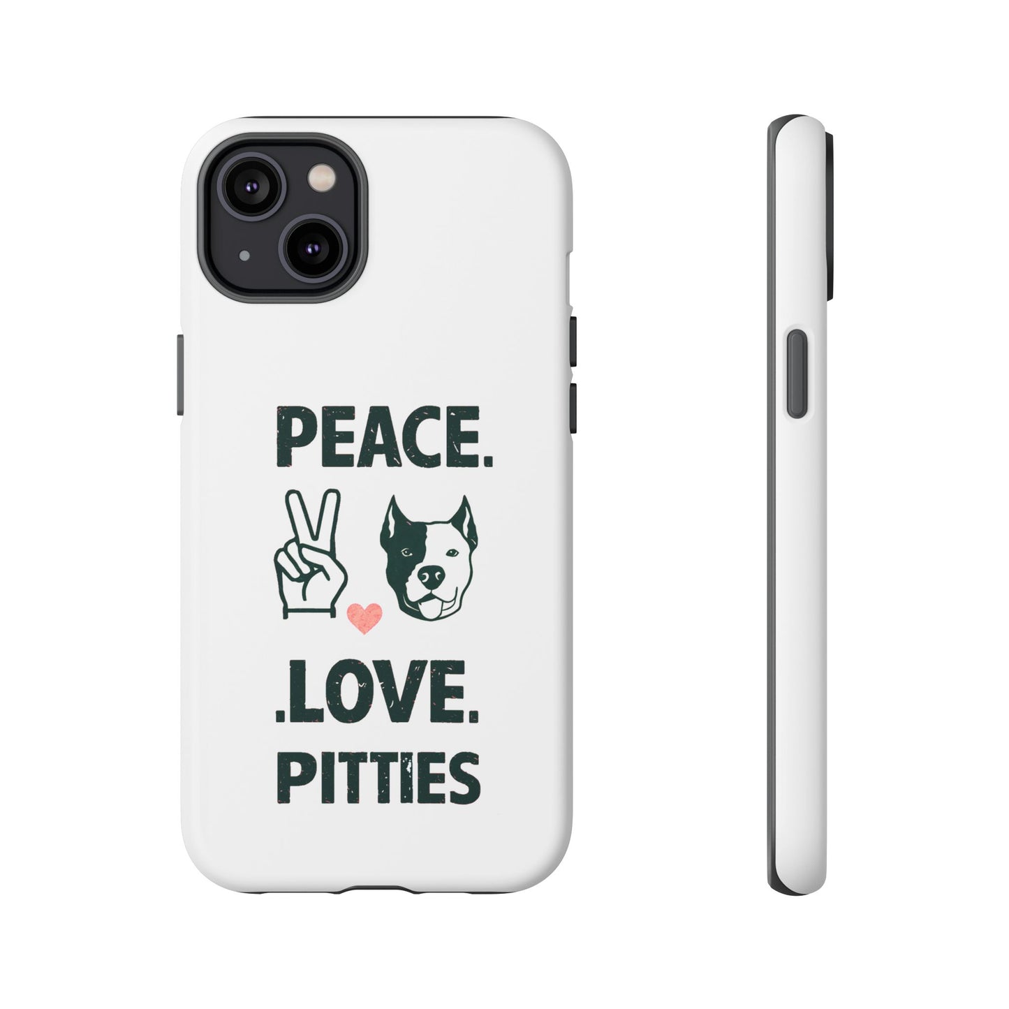 Cute Dog Cartoon Peace Love Pitties iPhone Tough Cases