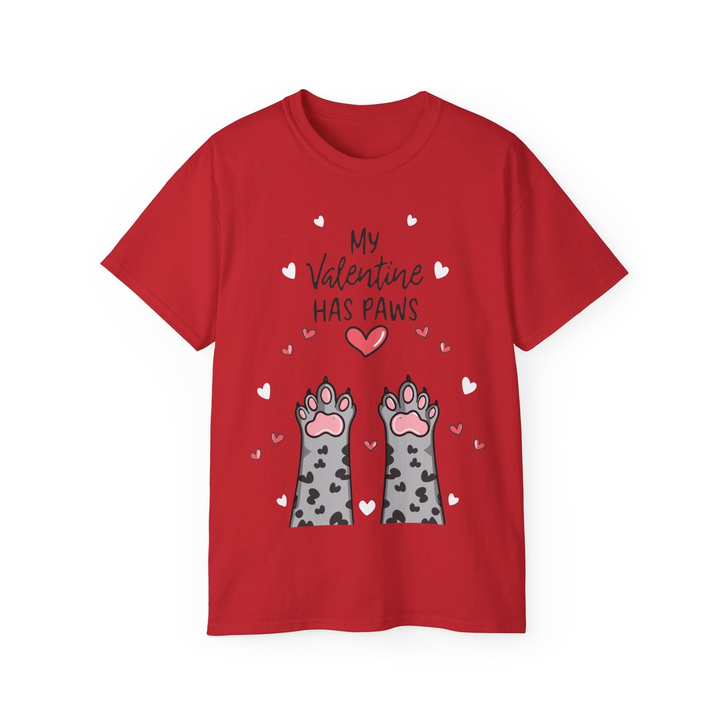 Cute Funny My Valentine Has Paws Unisex Organic T-Shirt