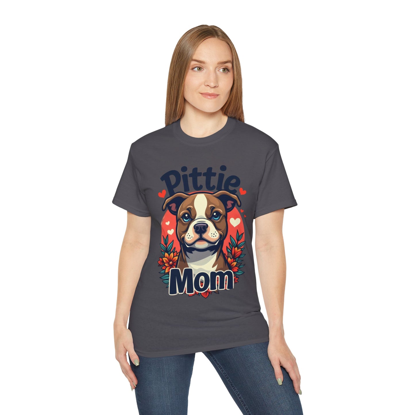 Cute Dog Cartoon Pittie Mom Organic T-Shirt