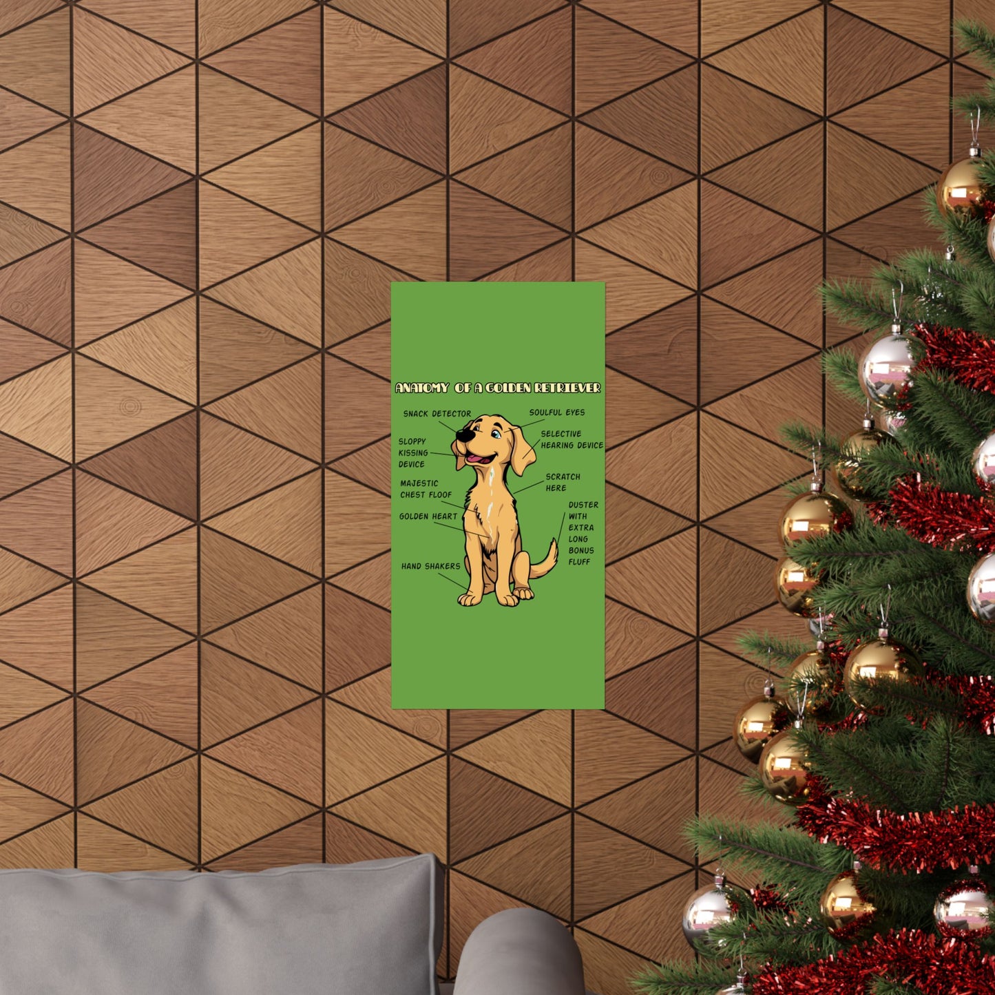 Cute Cartoon Anatomy of a Golden Retriever Posters